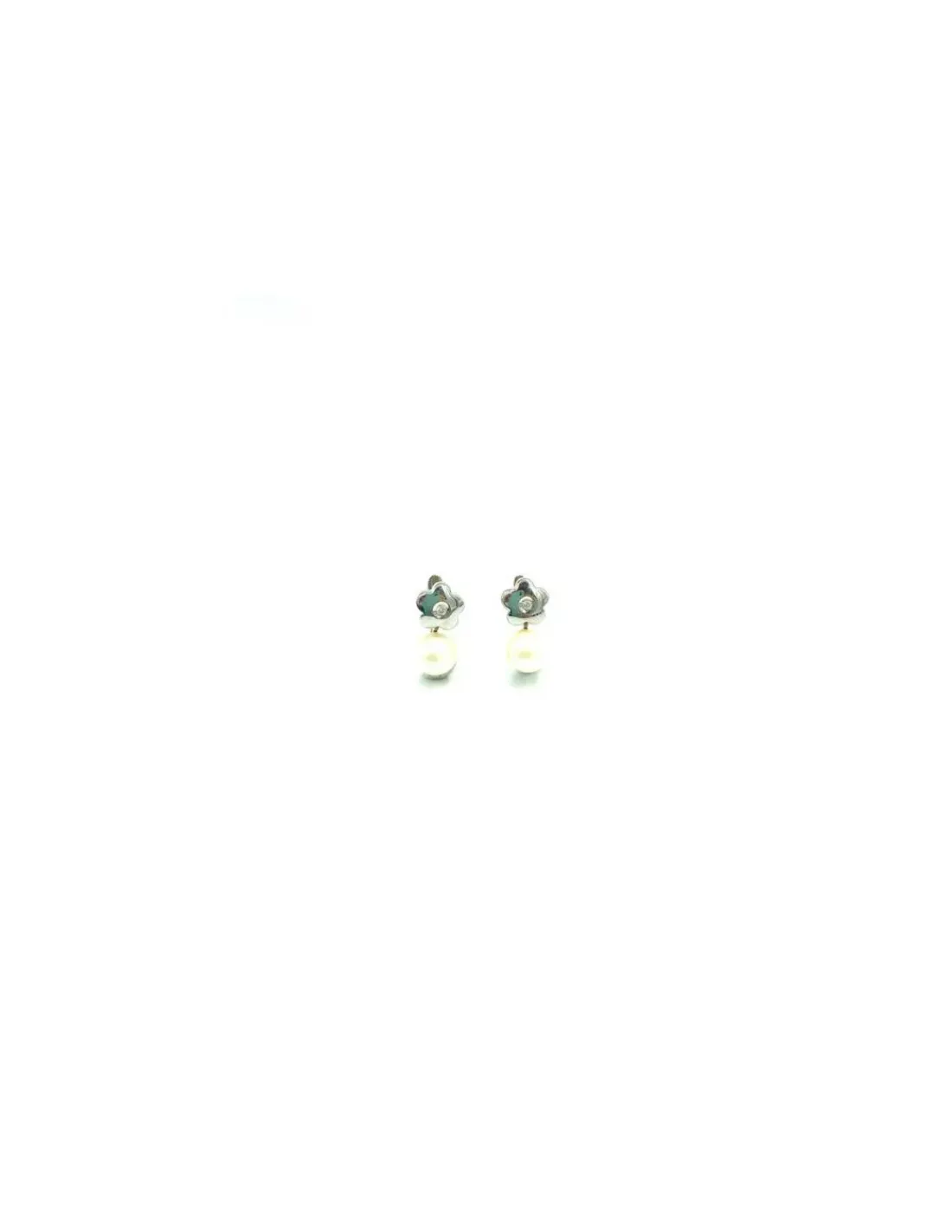 Cheap Pendientes oro blanco flor y perla blanca oro 18k Pendientes De Oro