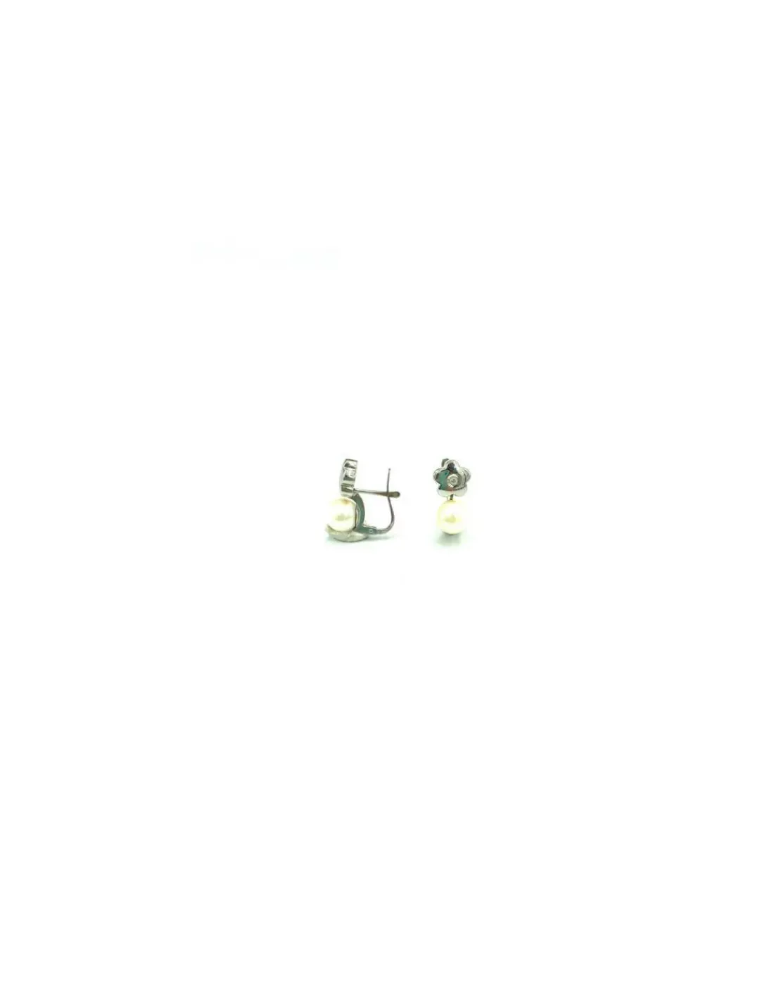 Cheap Pendientes oro blanco flor y perla blanca oro 18k Pendientes De Oro