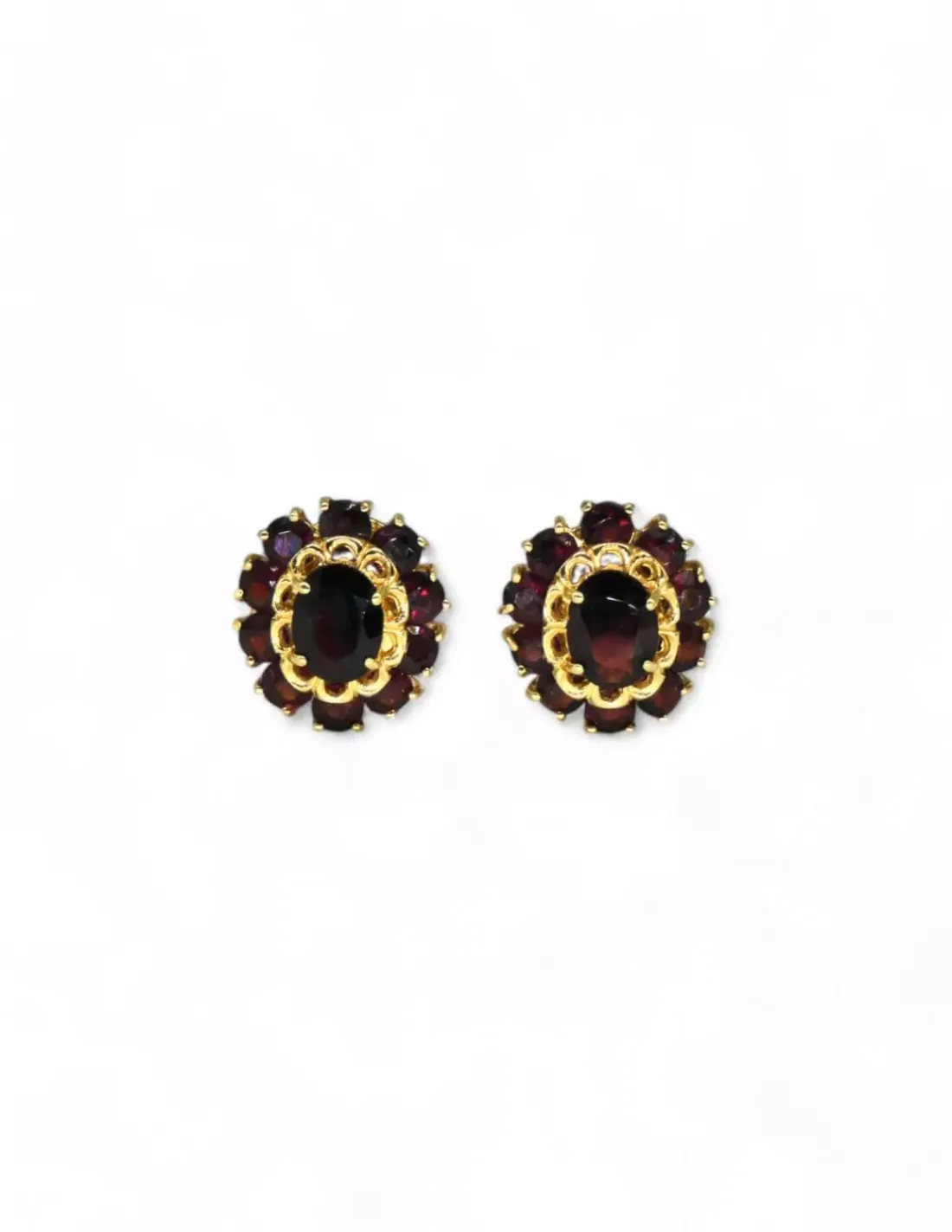 Hot Pendientes oval en forma de flor circonitas oro 18k Pendientes De Oro