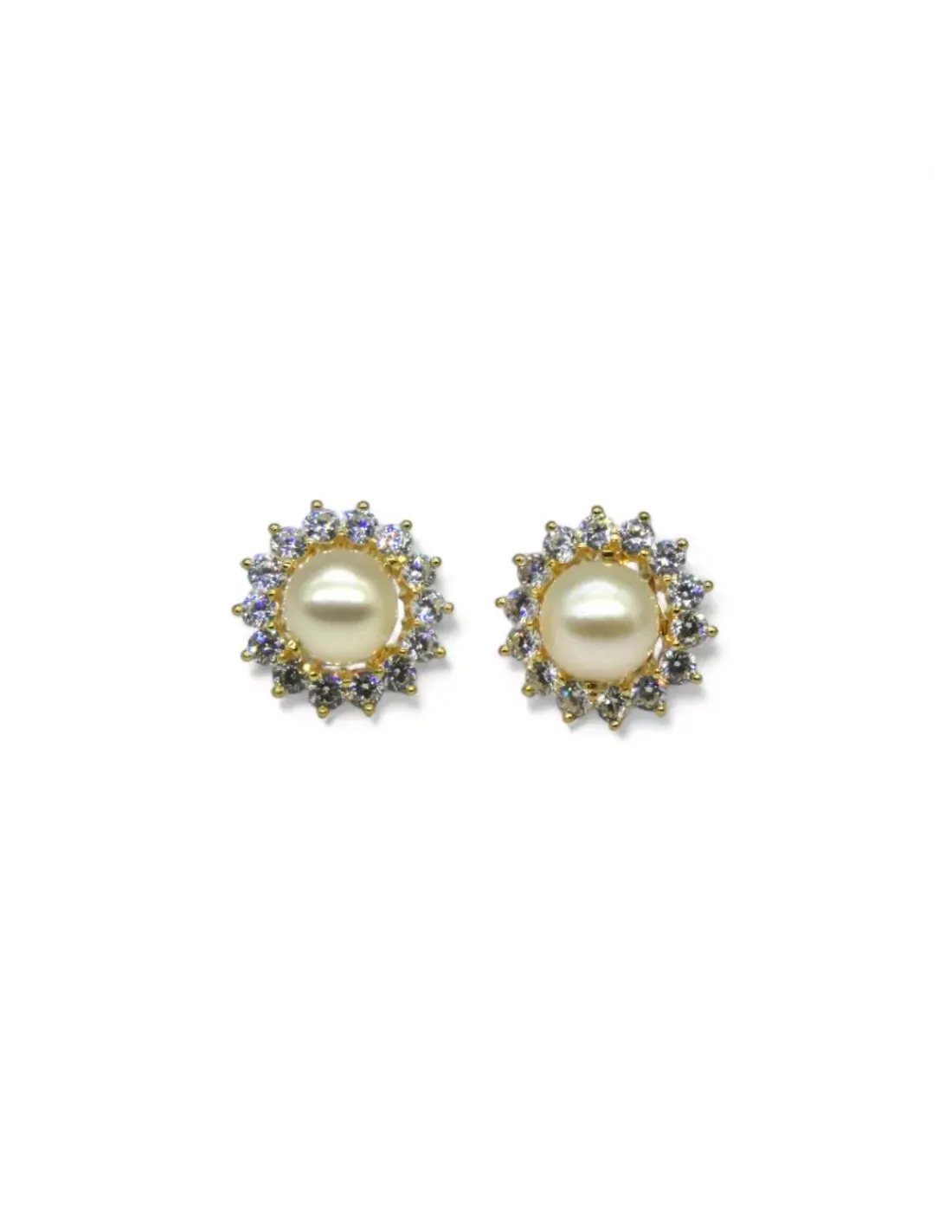 Cheap Pendientes perla con orla de circonitas oro 18k Pendientes De Oro