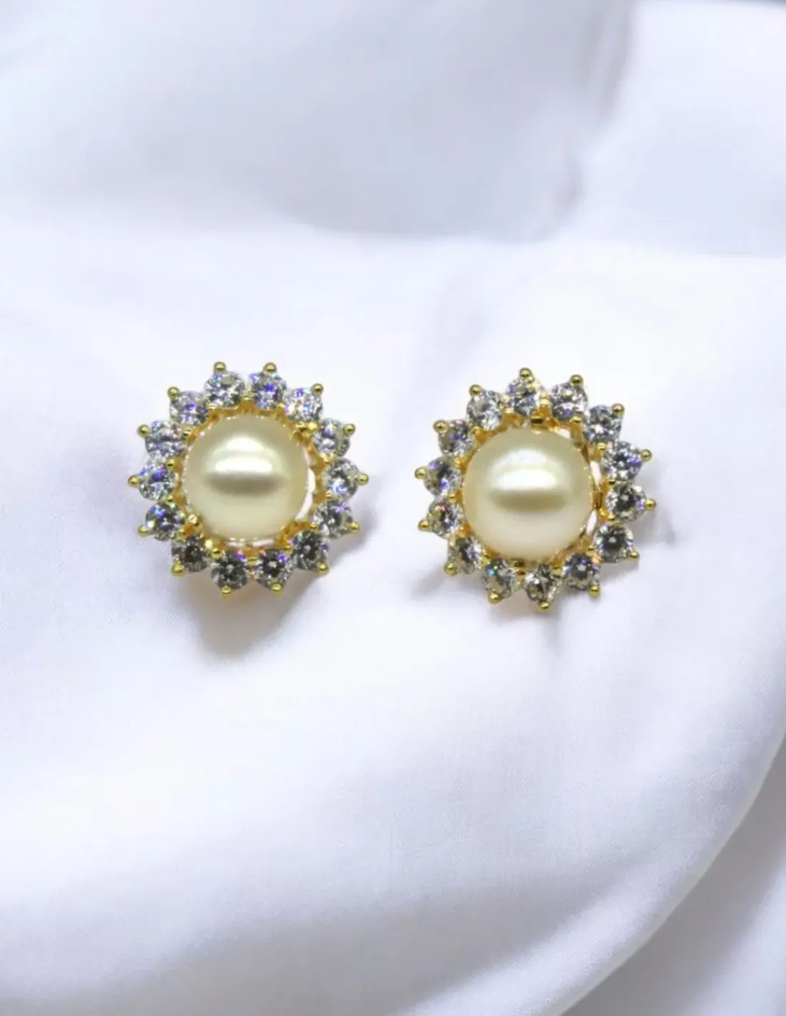 Cheap Pendientes perla con orla de circonitas oro 18k Pendientes De Oro
