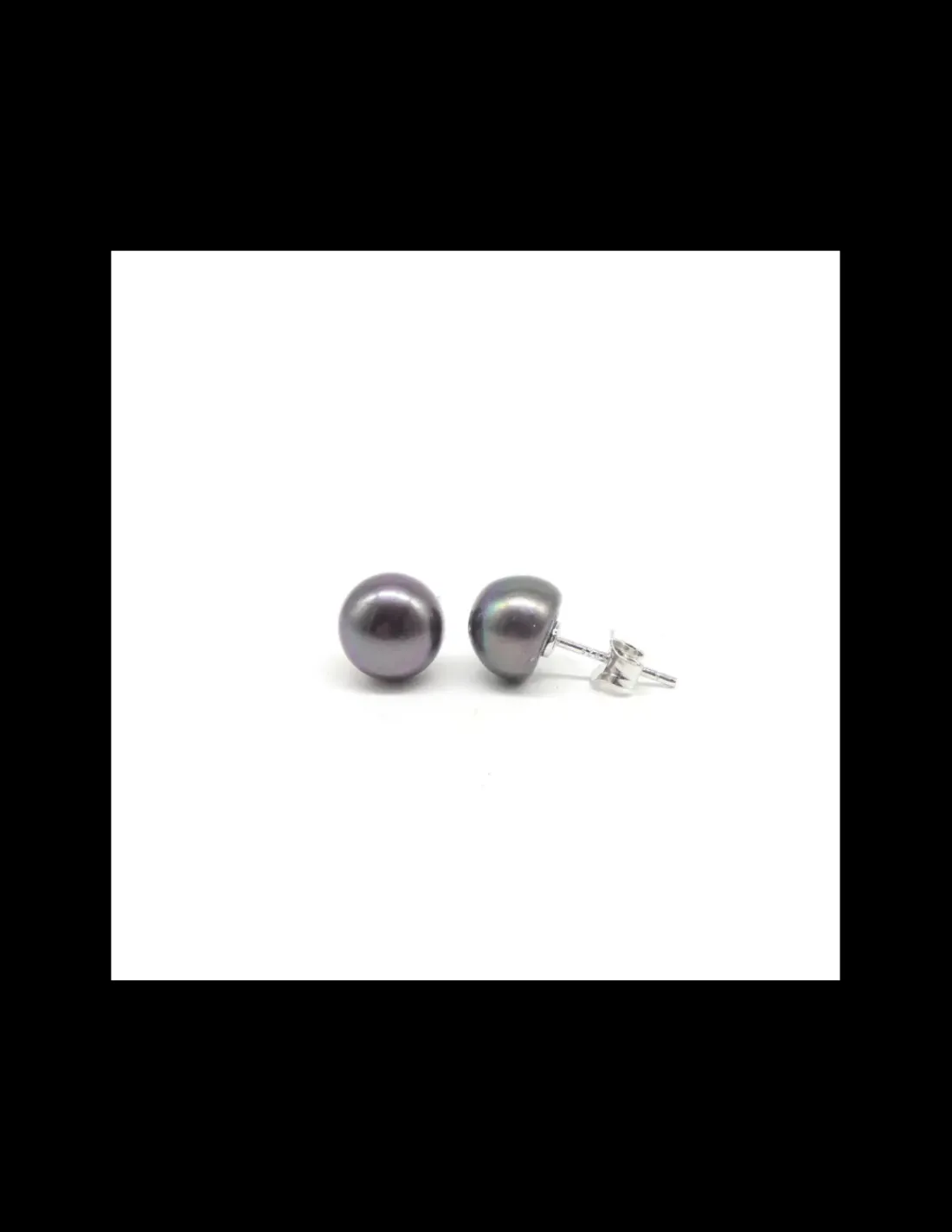 New Pendientes perla cultivada Tahití plata de Ley rodiada - 6mm Pendientes De Plata