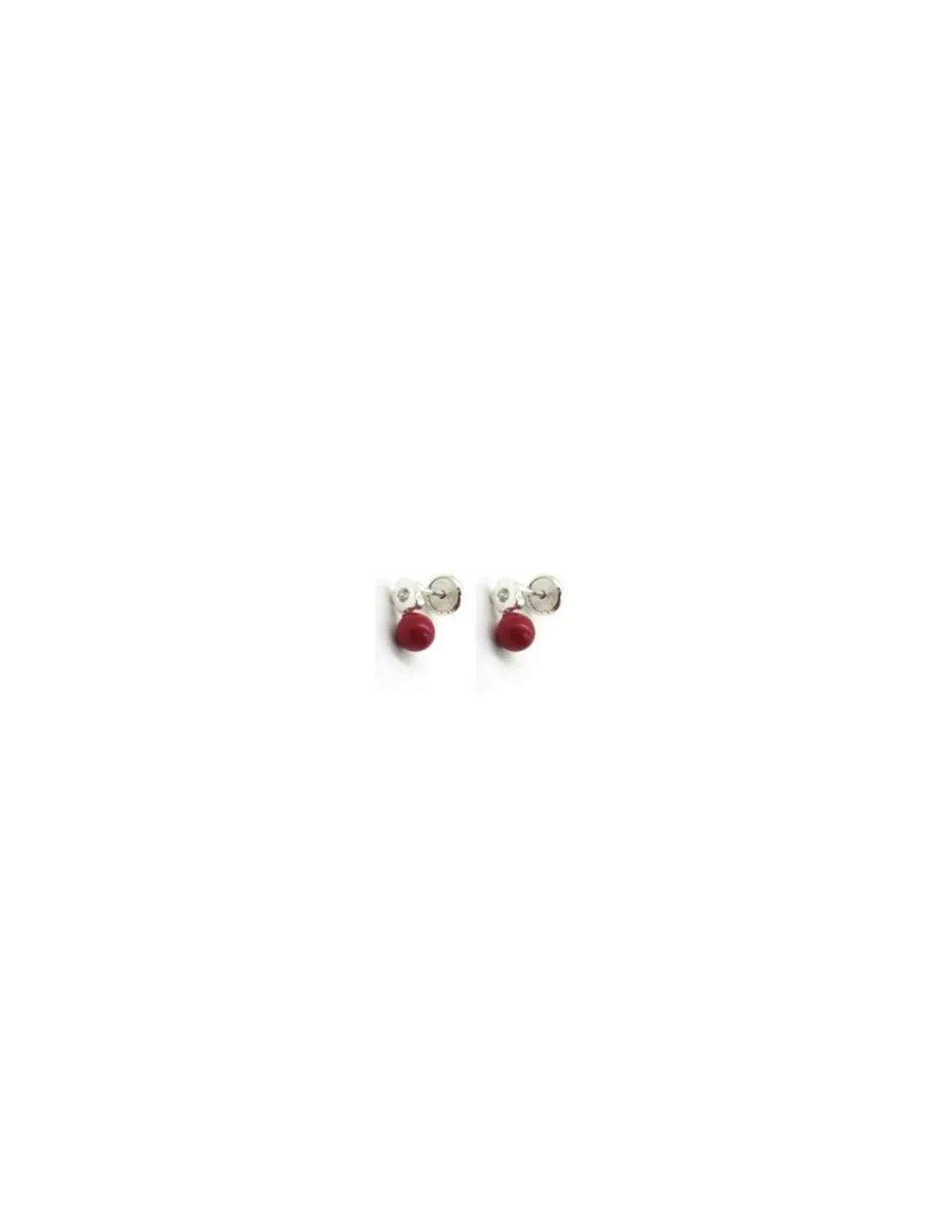 New Pendientes plata bebé perla roja y flor circonita Pendientes De Plata