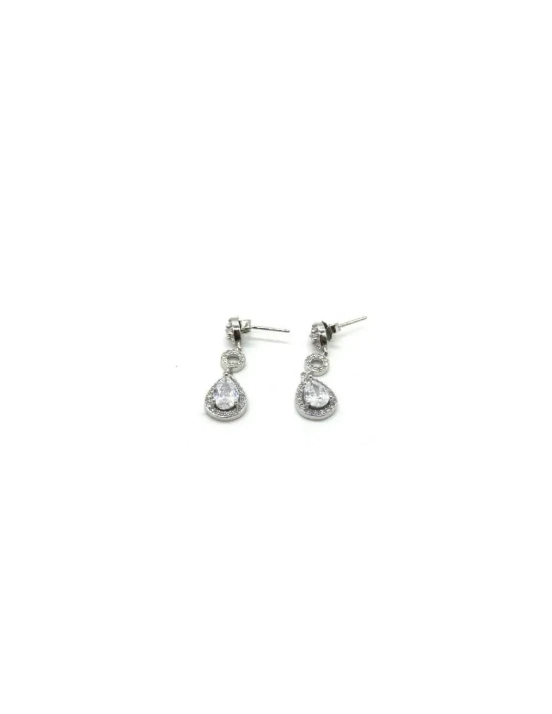Cheap Pendientes plata boda novia triple montura fantasía circonitas y lágrima 2,5 cm Pendientes De Plata