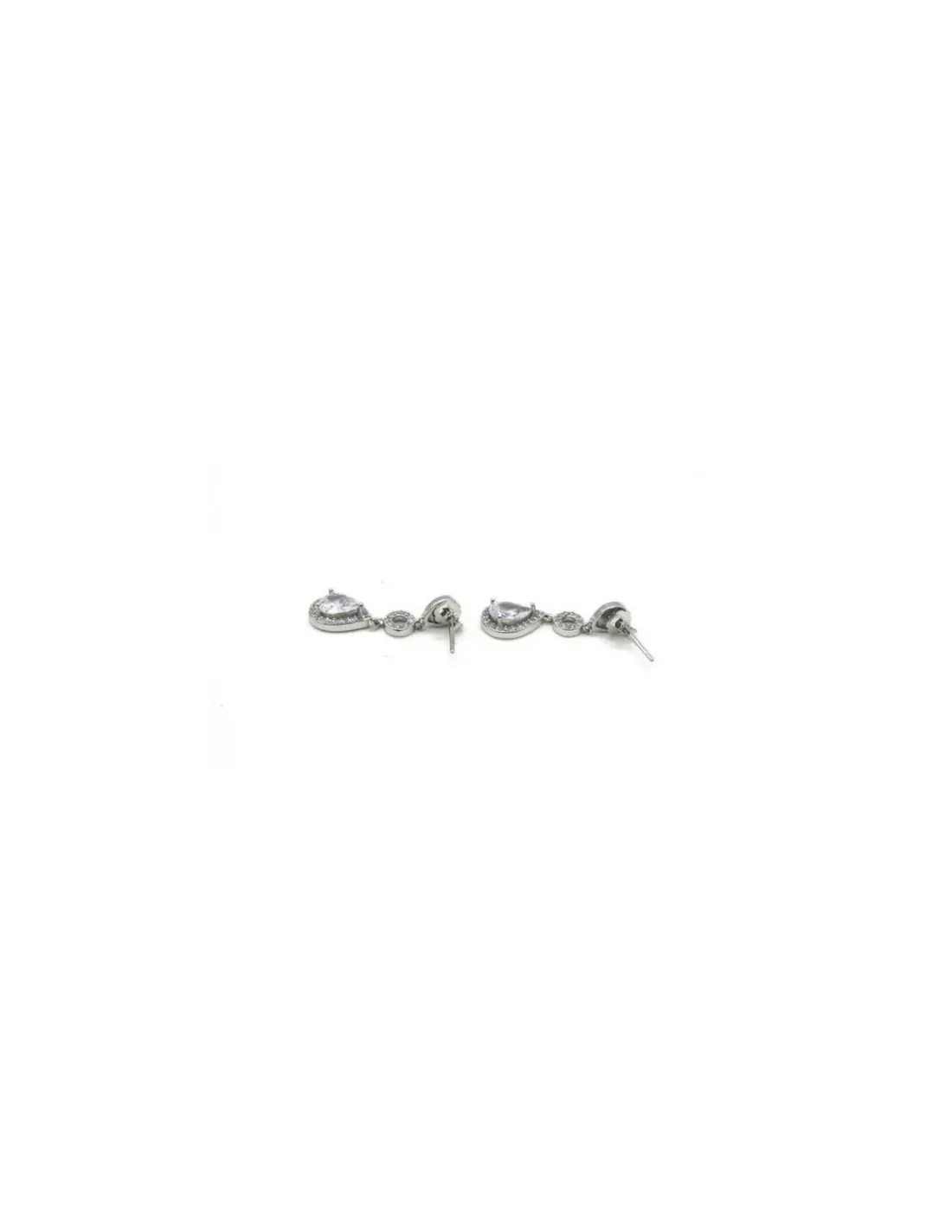 Cheap Pendientes plata boda novia triple montura fantasía circonitas y lágrima 2,5 cm Pendientes De Plata