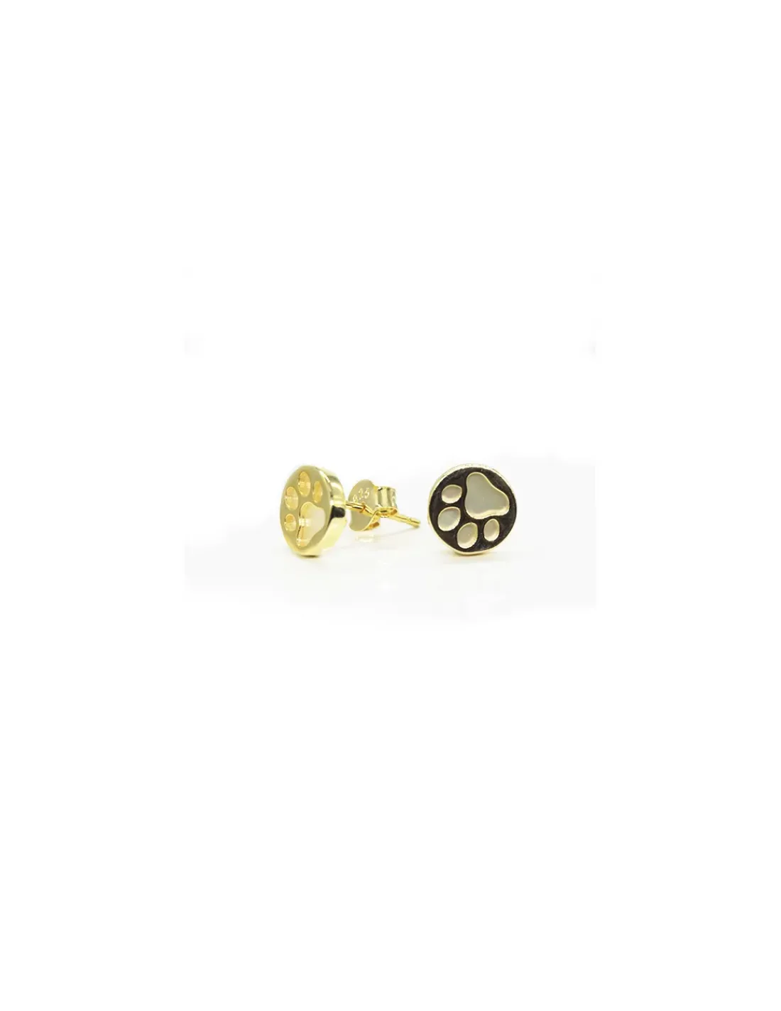 Flash Sale Pendientes plata chapada en oro con huella de nácar 9mm Pendientes De Plata