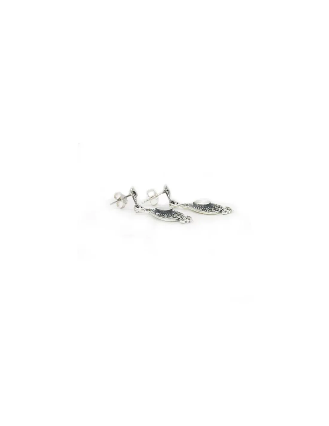 Sale Pendientes Plata óxido marquesitas nácar blanco con corona Pendientes De Plata