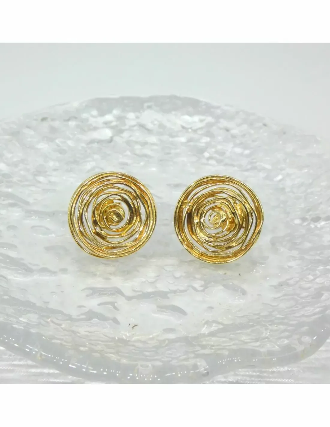 Discount Pendientes redondos líneas oro 18k Pendientes De Oro
