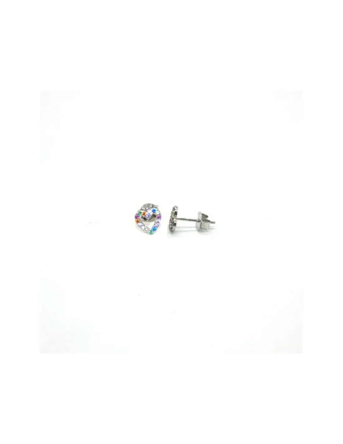 Fashion Pendientes silueta corazón circonitas colores 7mm Pendientes De Plata
