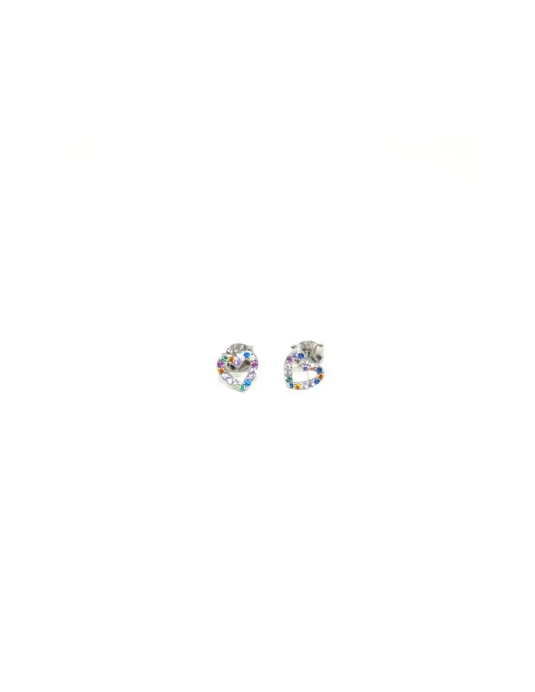 Fashion Pendientes silueta corazón circonitas colores 7mm Pendientes De Plata