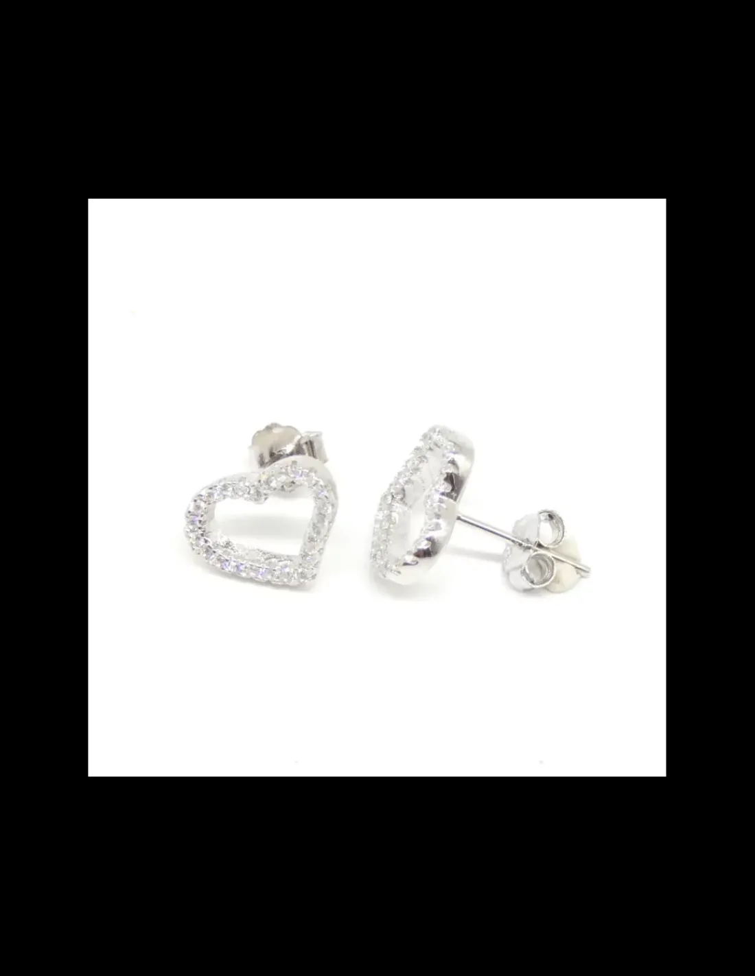 Fashion Pendientes  silueta corazón circonitas plata de Ley rodiada Pendientes De Plata