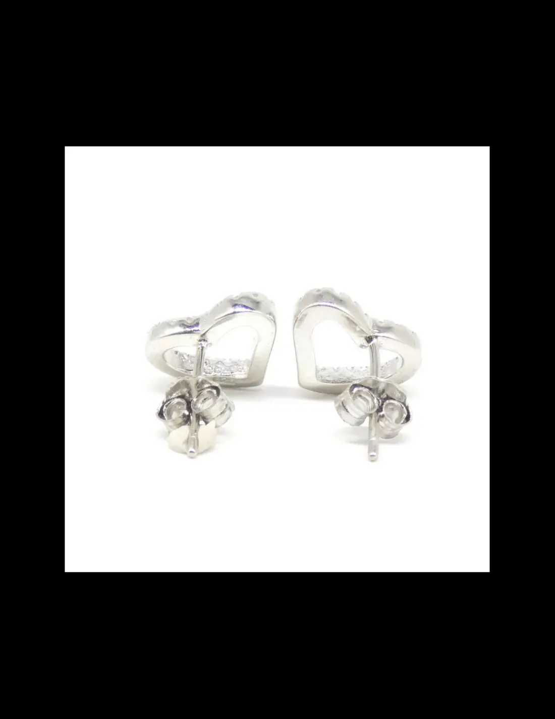 Fashion Pendientes  silueta corazón circonitas plata de Ley rodiada Pendientes De Plata