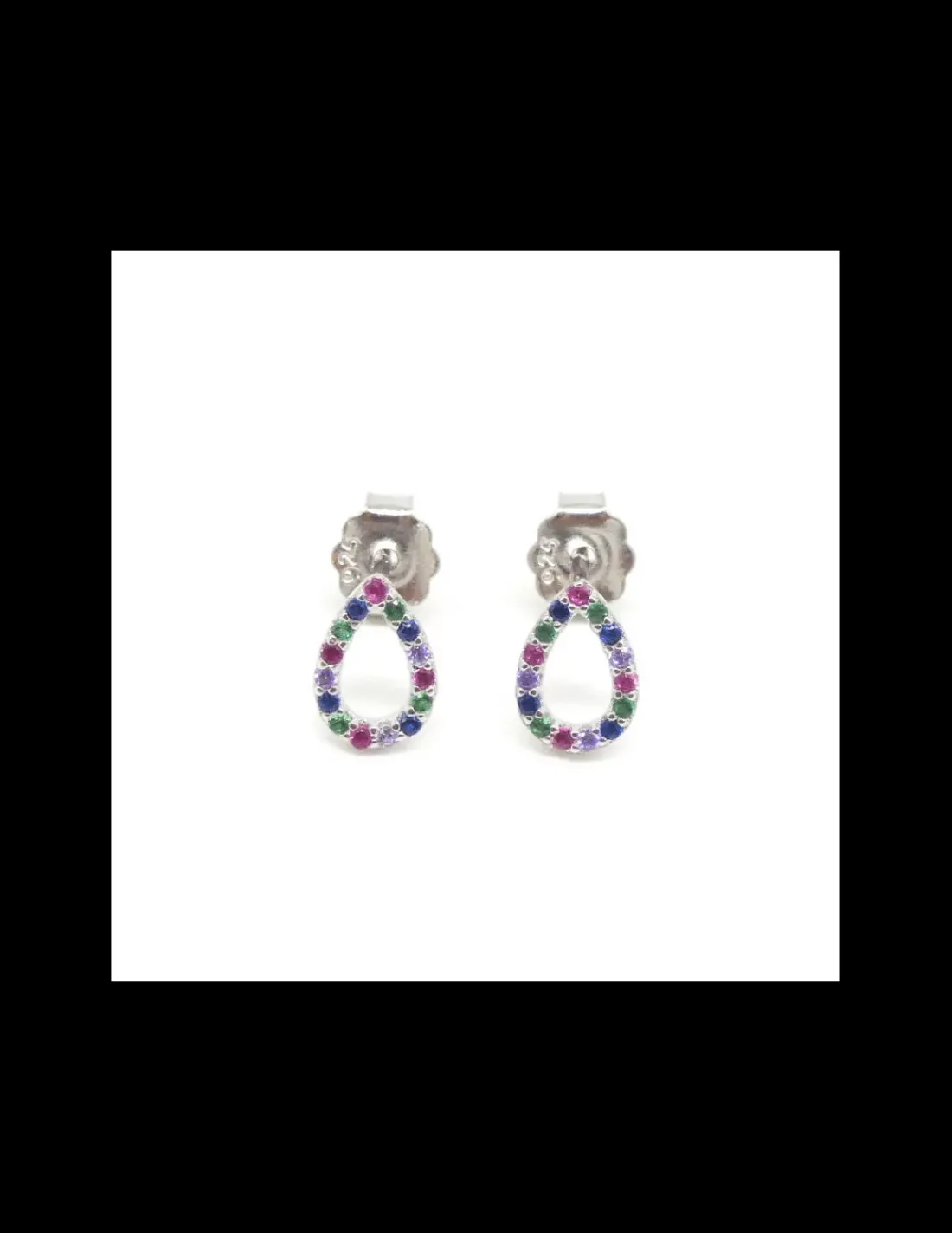 Cheap Pendientes silueta gota circonitas multicolor plata de Ley rodiados Pendientes De Plata