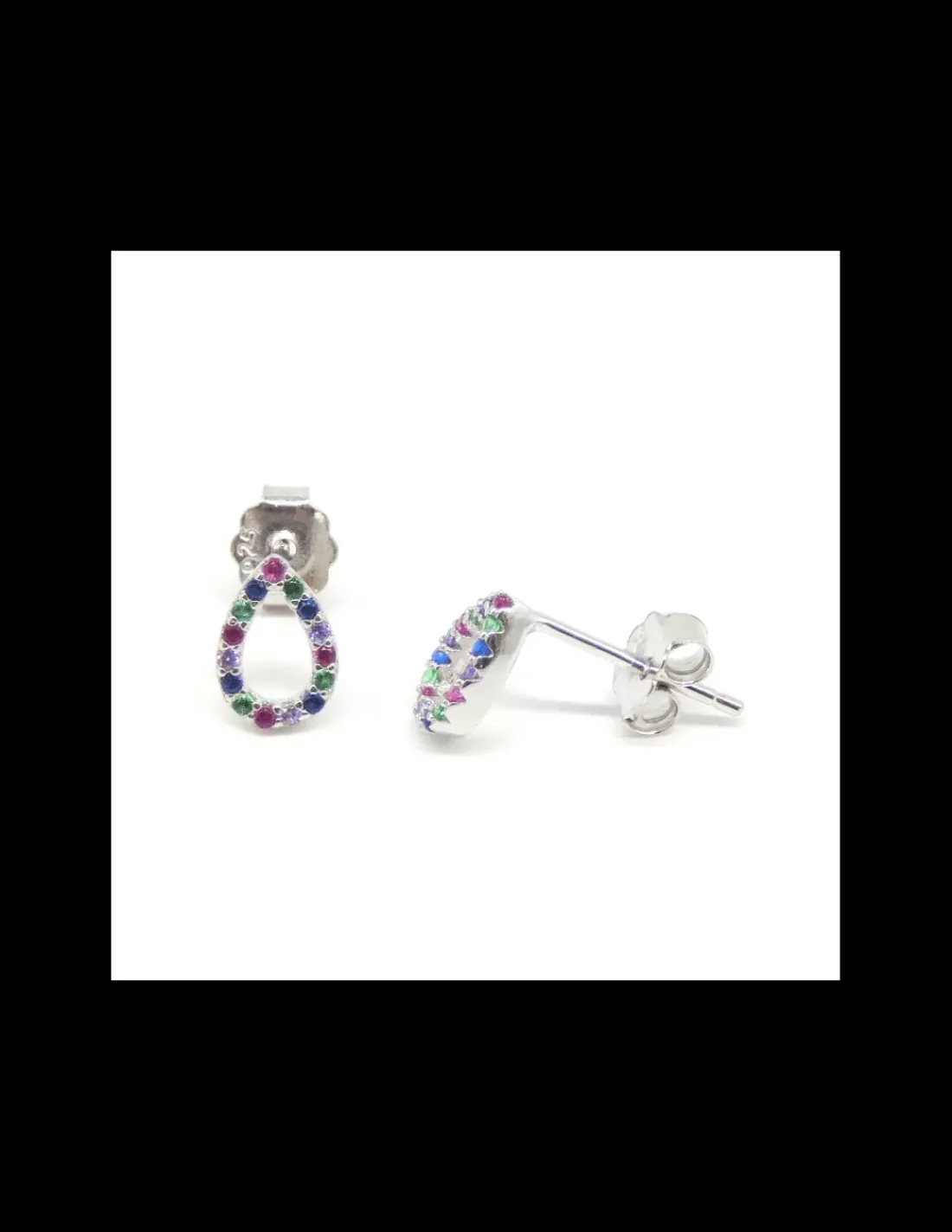 Cheap Pendientes silueta gota circonitas multicolor plata de Ley rodiados Pendientes De Plata