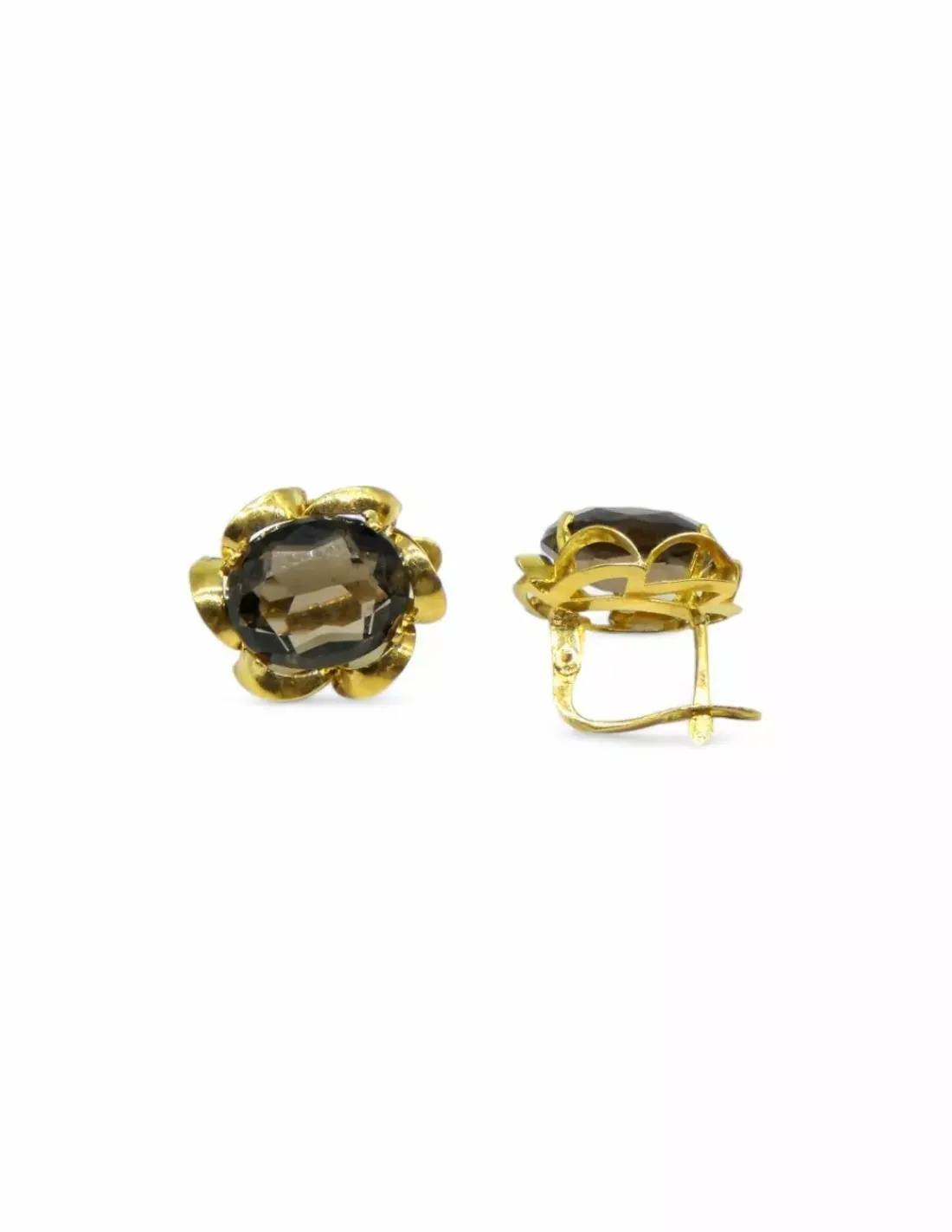 Cheap Pendientes tallaje antiguo piedra ámbar oro 18k Pendientes De Oro