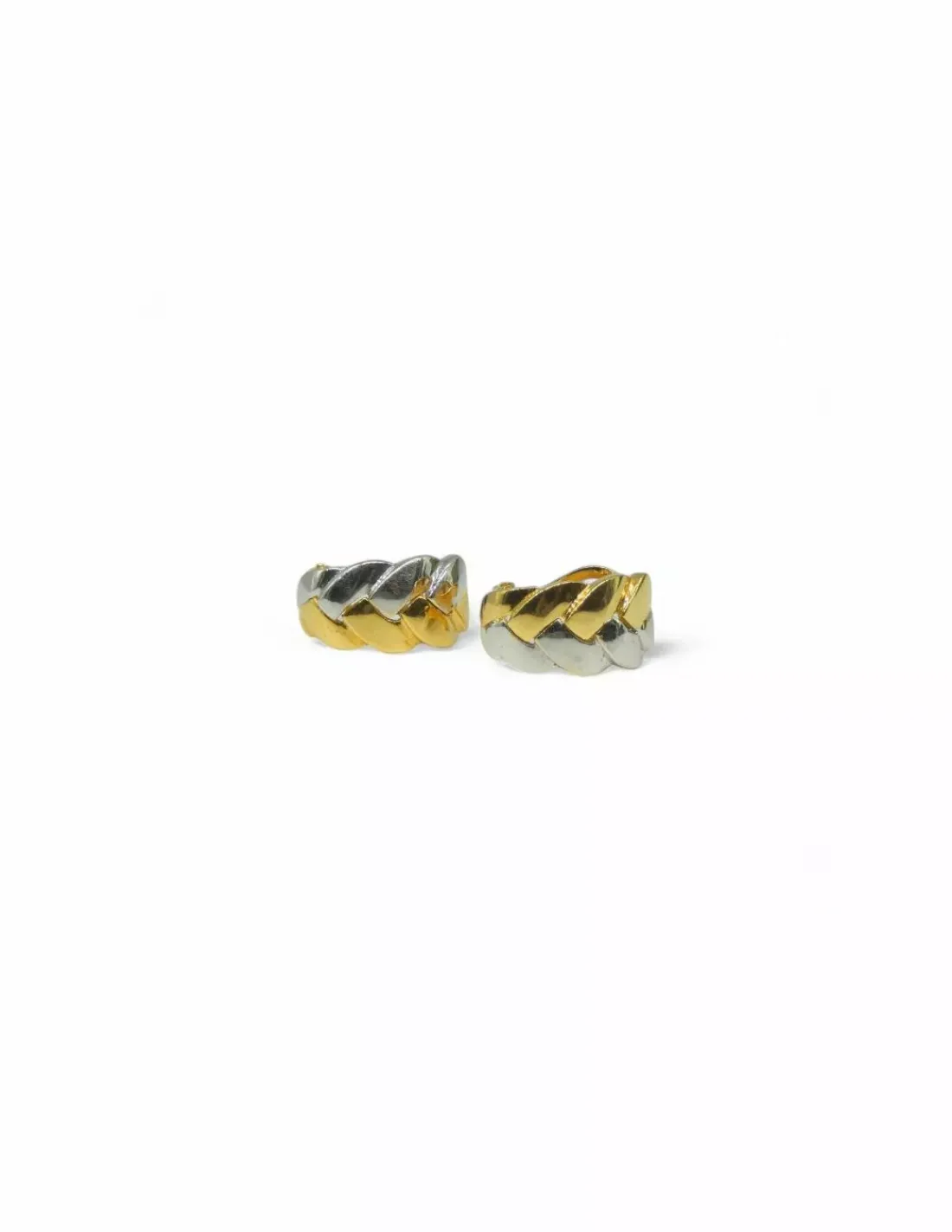 Outlet Pendientes trenzado oro bicolor 18k Pendientes De Oro