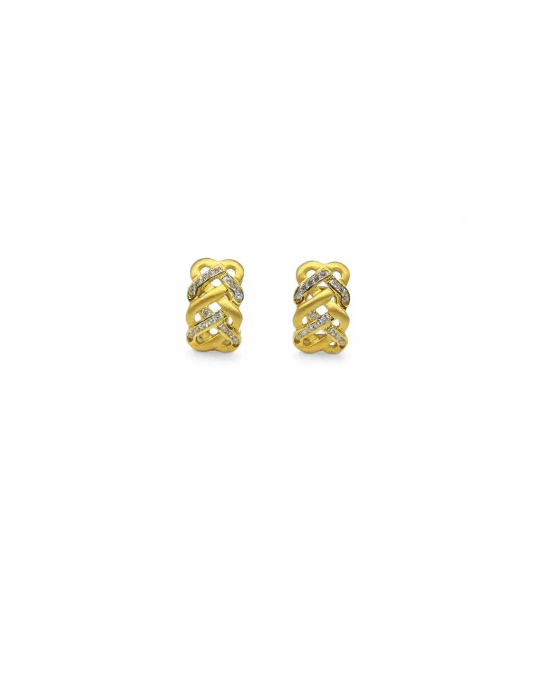 Discount Pendientes trenzados y calados con circonitas oro 18k Pendientes De Oro
