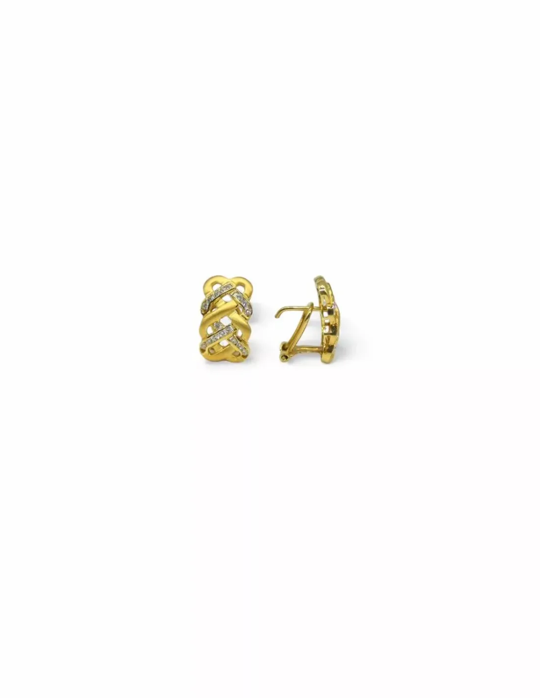 Discount Pendientes trenzados y calados con circonitas oro 18k Pendientes De Oro