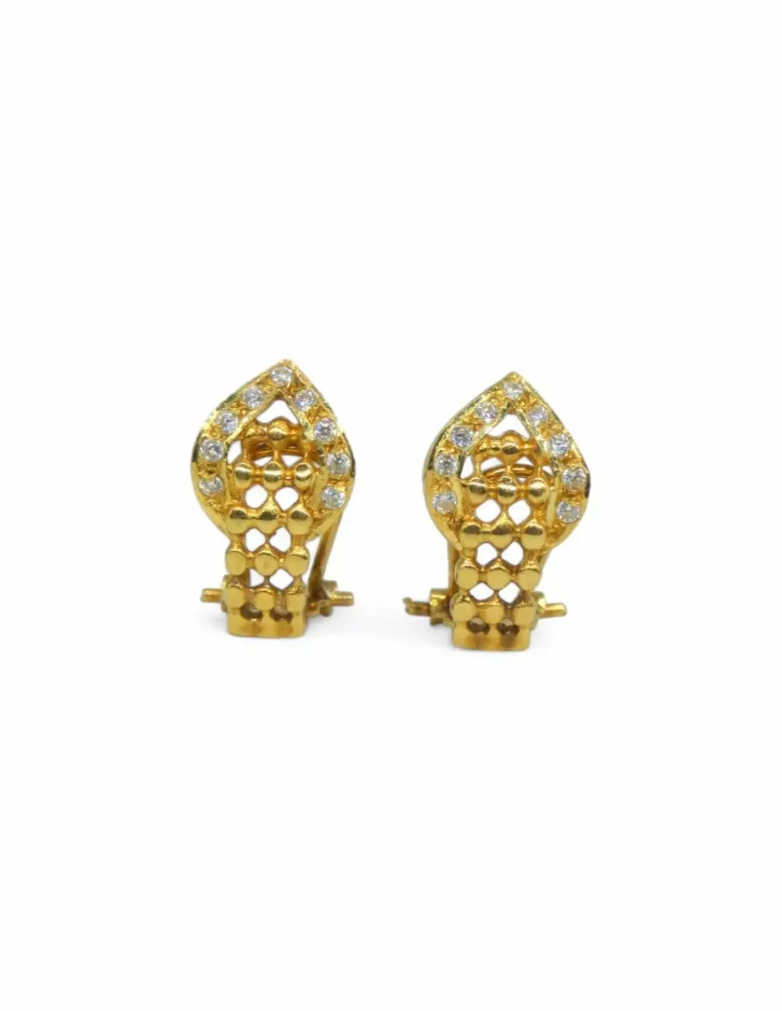 Best Sale Pendientes tres filas bolitas con motivo circonitas oro 18k Pendientes De Oro