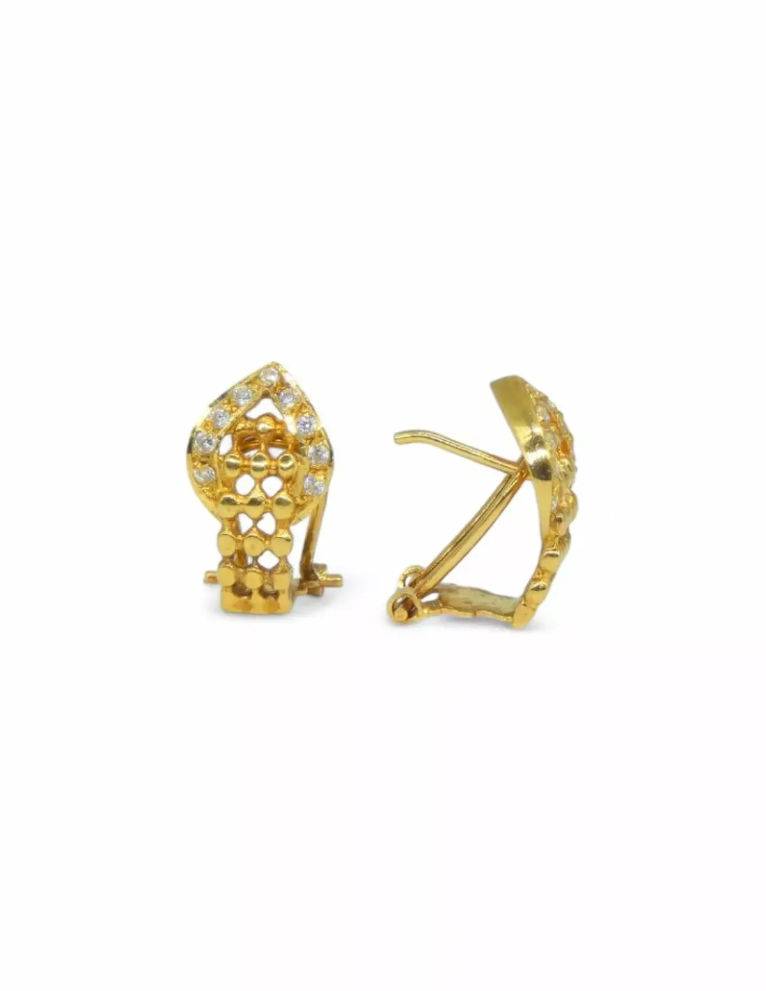 Best Sale Pendientes tres filas bolitas con motivo circonitas oro 18k Pendientes De Oro