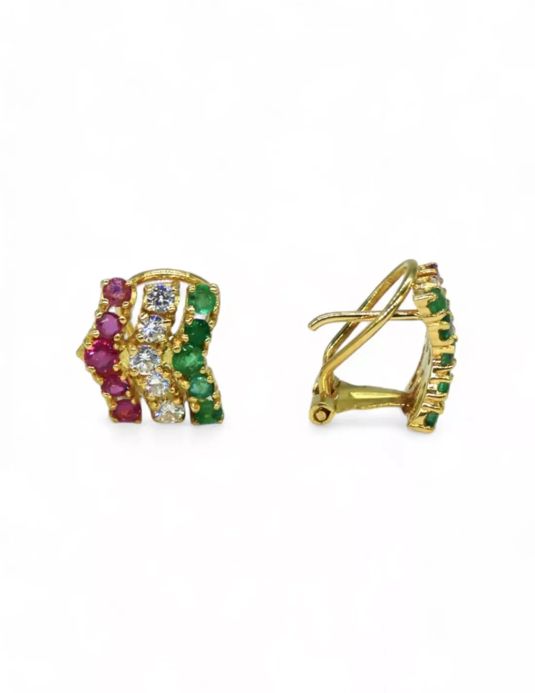 Shop Pendientes tres líneas piedras de colores oro 18k Pendientes De Oro