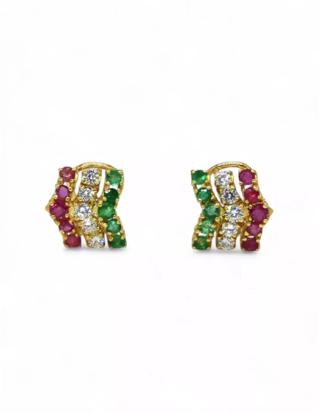 Shop Pendientes tres líneas piedras de colores oro 18k Pendientes De Oro