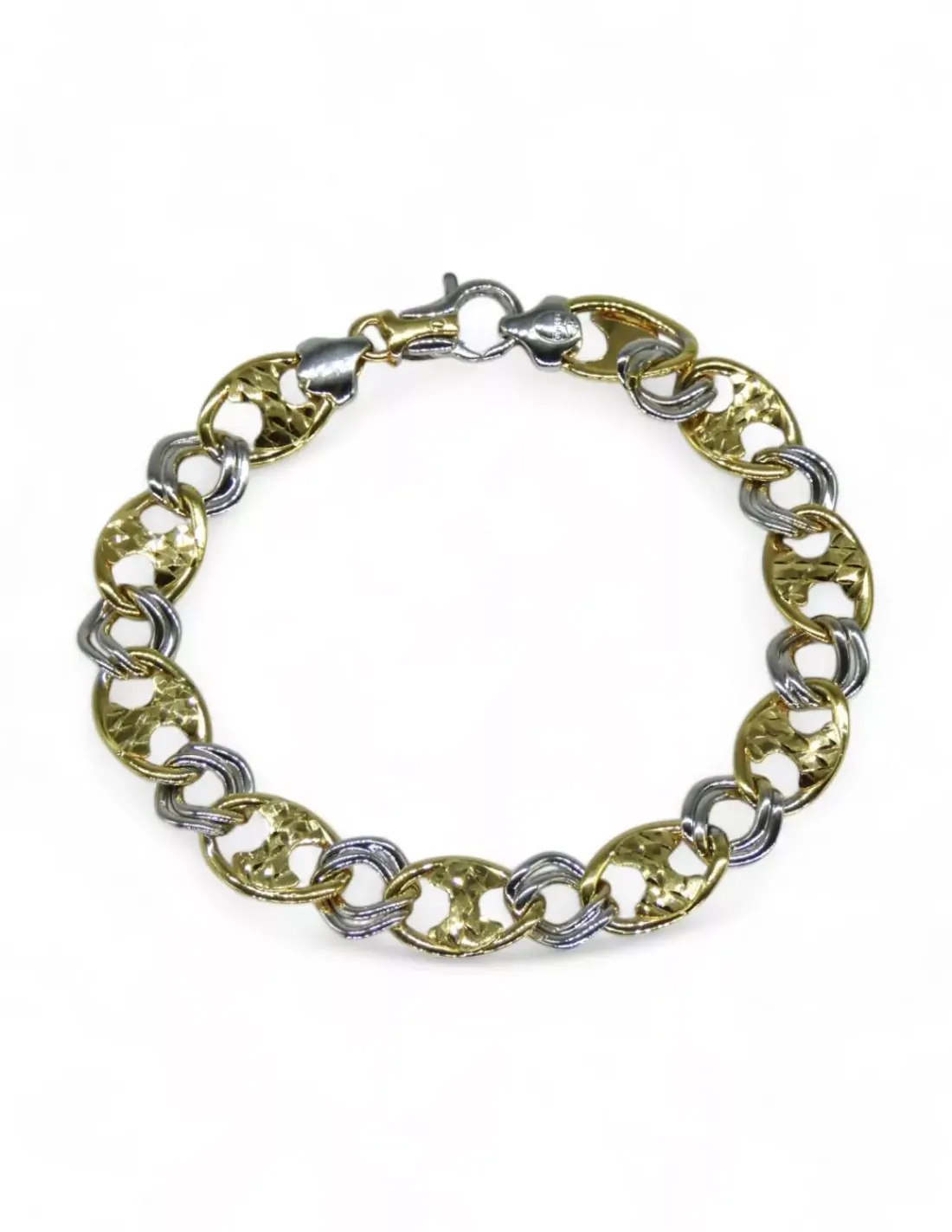 New Pulsera ancla bicolor oro 18k - 18.5cm Pulseras De Plata | Pulseras De Oro