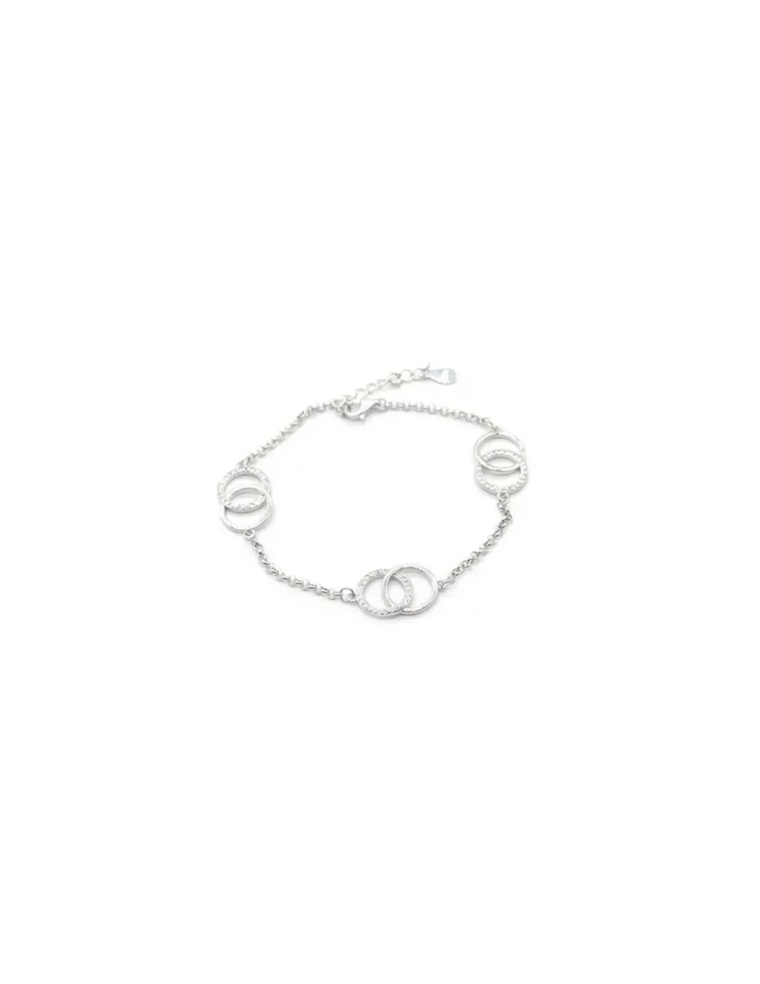 New Pulsera aros entrelazados con circonitas plata rodio - 17cm Pulseras De Oro Grabado | Pulseras De Oro