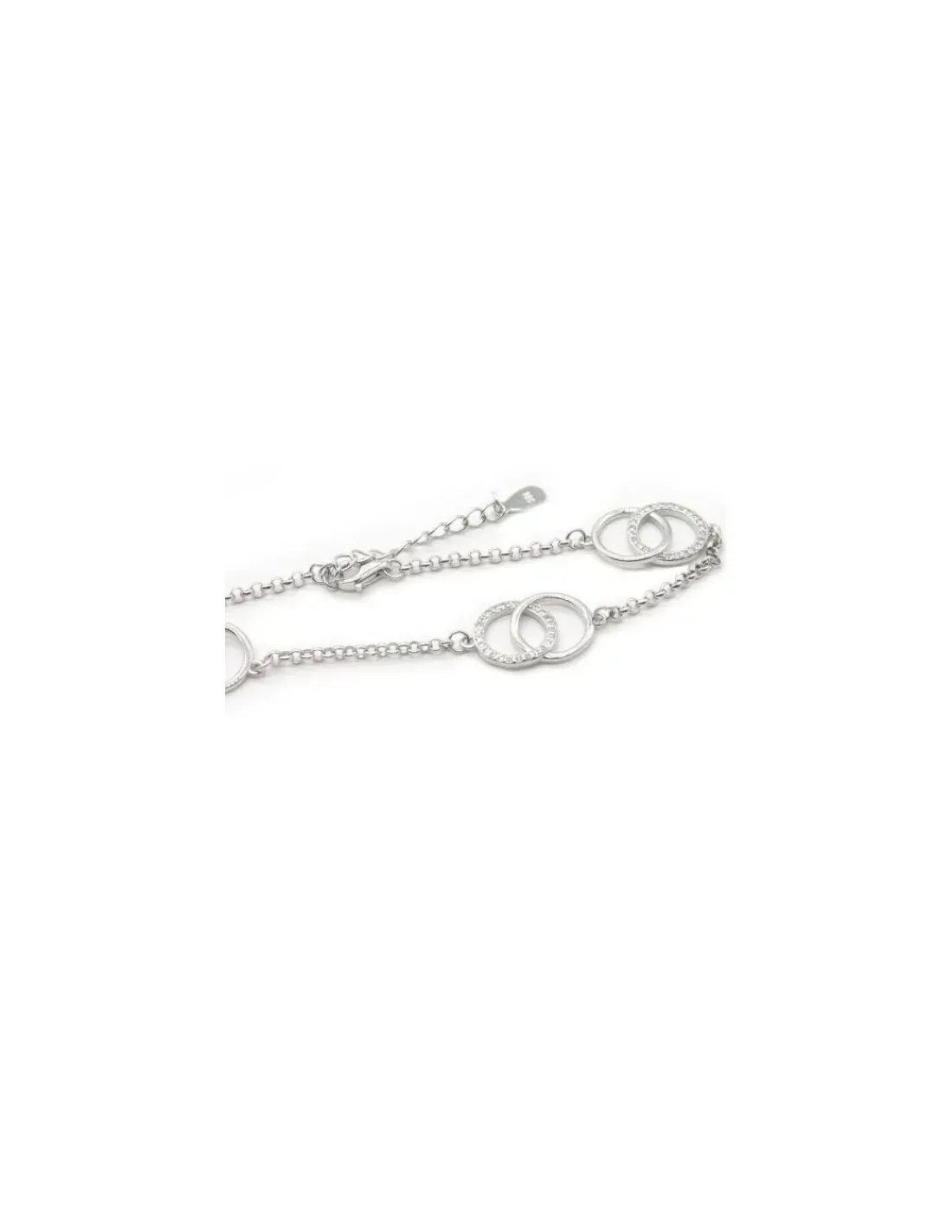 New Pulsera aros entrelazados con circonitas plata rodio - 17cm Pulseras De Oro Grabado | Pulseras De Oro