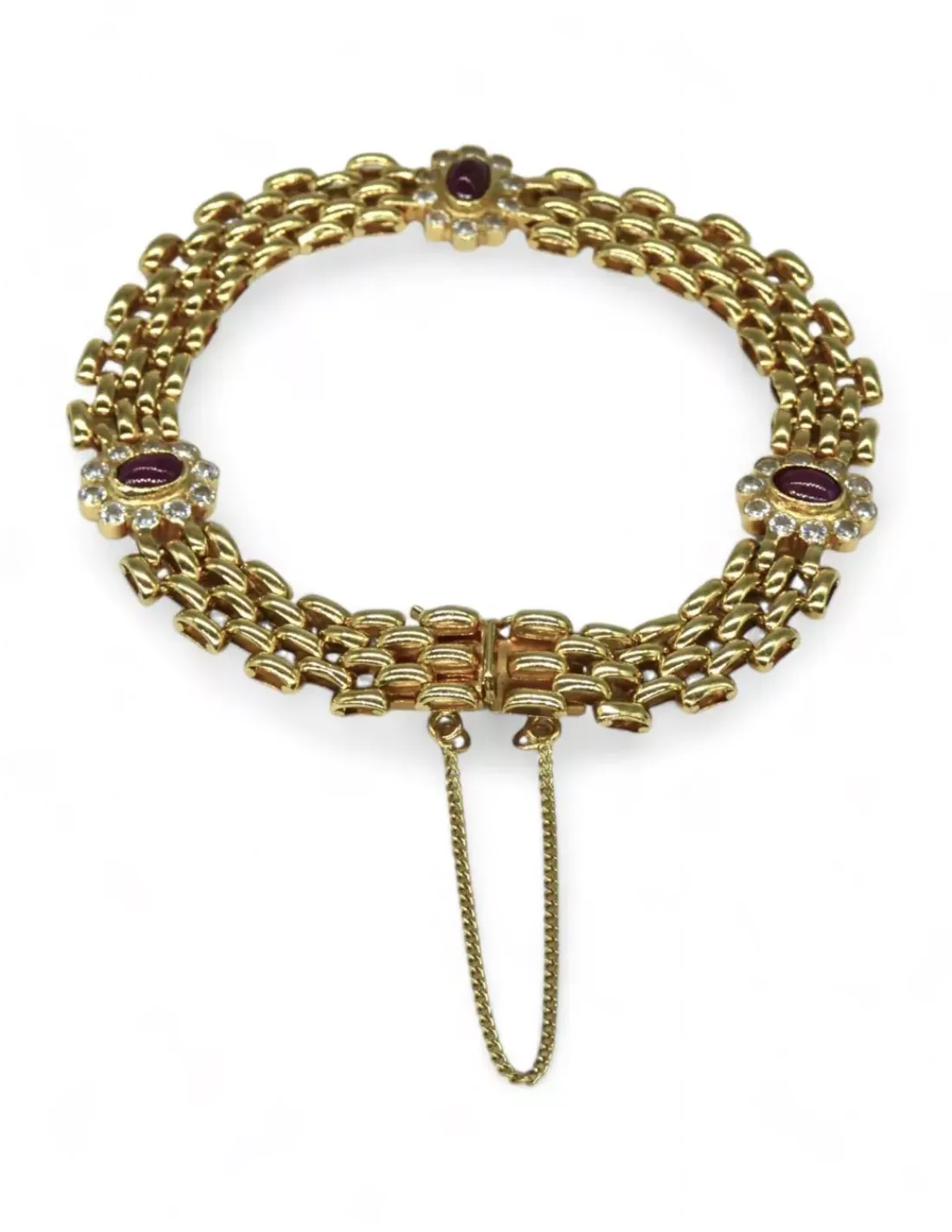 Cheap Pulsera bismark de 5 filas con piedras rosa y circonitas oro 18k - 20cm Pulseras De Plata | Pulseras De Oro