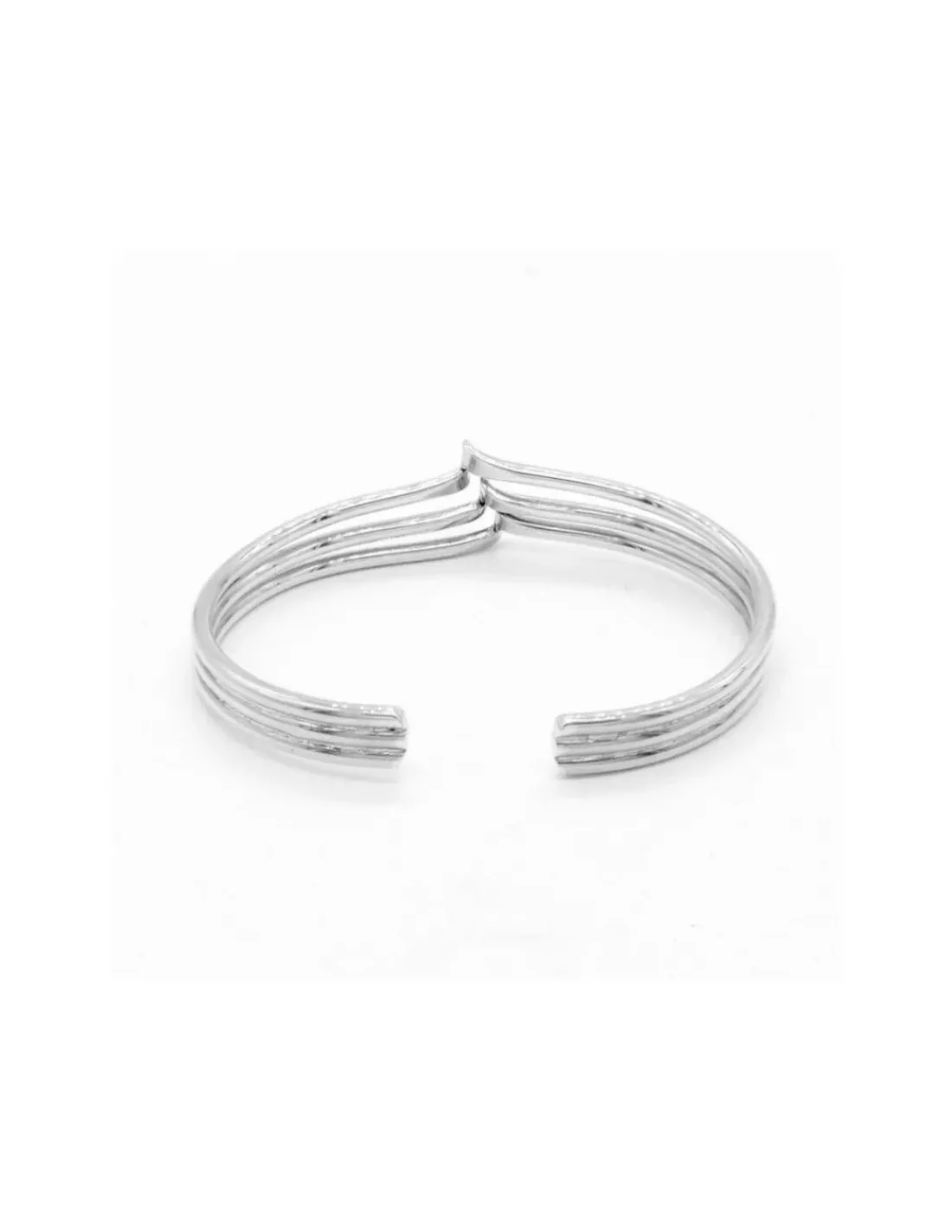 Online Pulsera brazalete plata rígida tres aros con pico en el centro - 18.50cm Pulseras De Oro Grabado | Pulseras De Oro