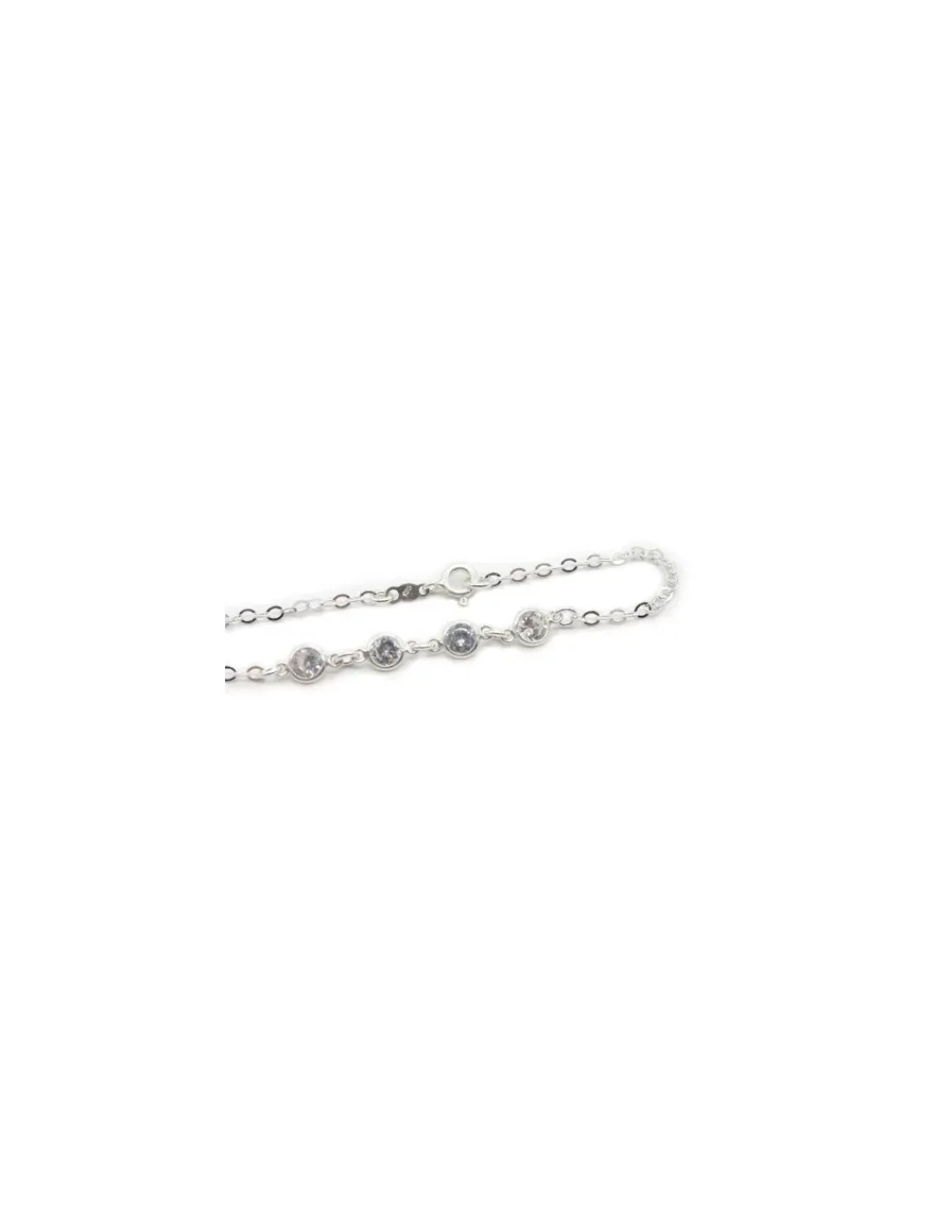 New Pulsera cadena forzada circonitas blancas Plata de Ley - 18cm Pulseras De Oro Grabado | Pulseras De Oro