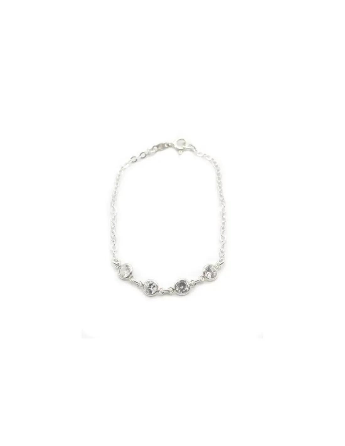 New Pulsera cadena forzada circonitas blancas Plata de Ley - 18cm Pulseras De Oro Grabado | Pulseras De Oro