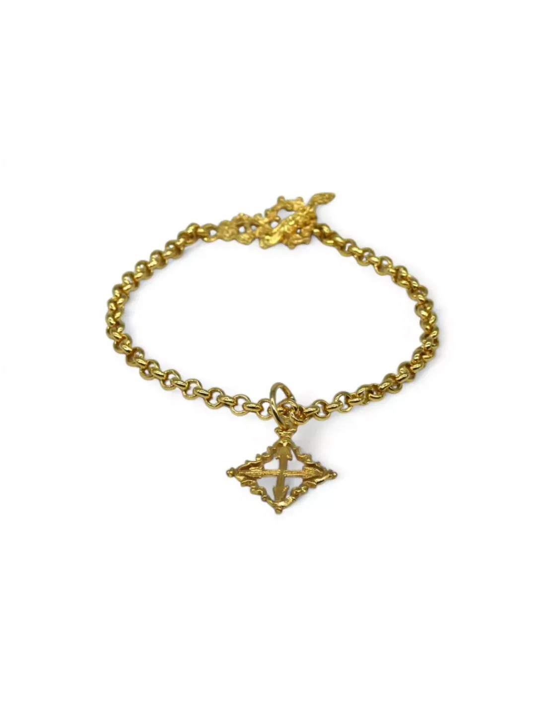 Best Pulsera cadena rolo con cruz mallorquina colgando oro 18k - 18cm Pulseras De Plata | Pulseras De Oro