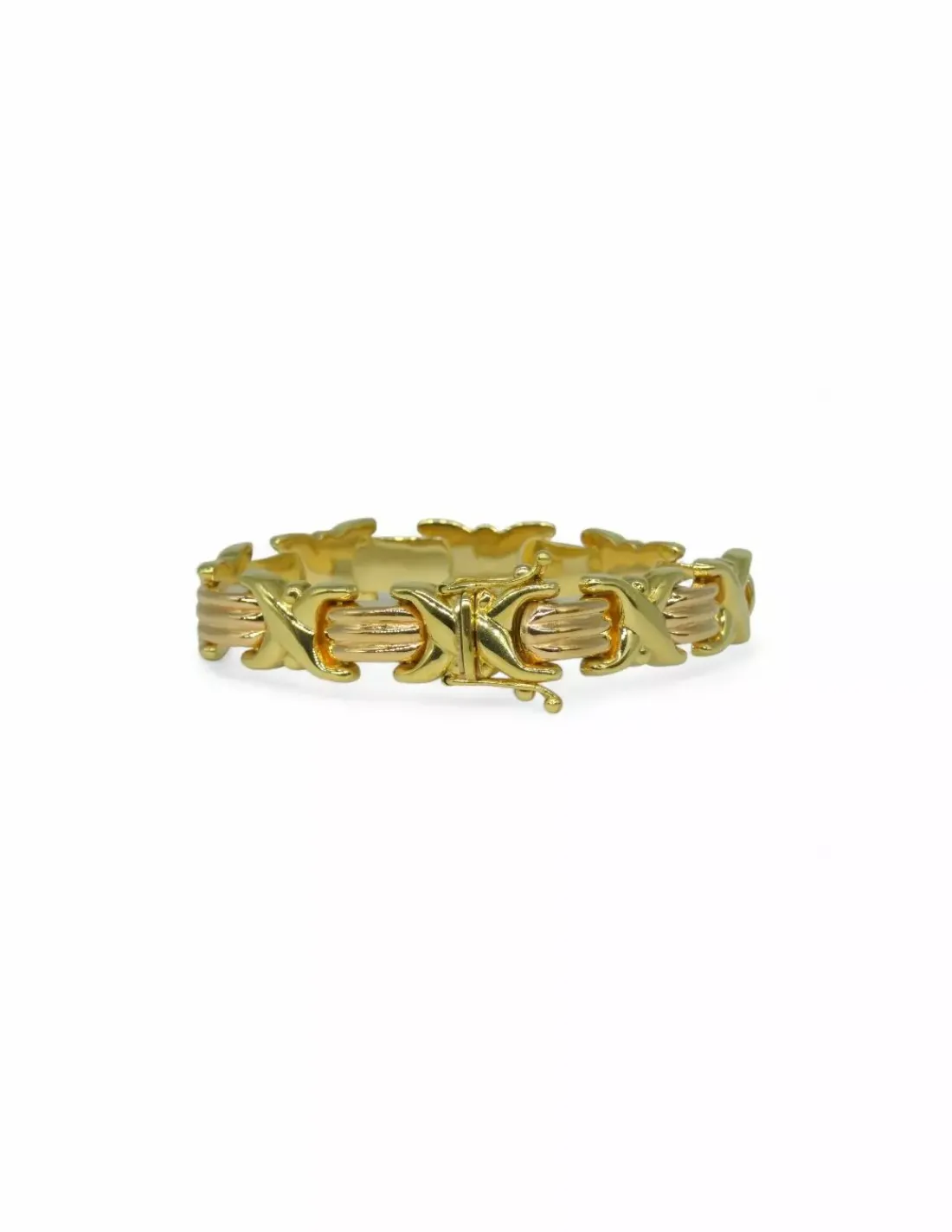 Fashion Pulsera calada bicolor forma x oro 18k - 20cm Pulseras De Plata | Pulseras De Oro