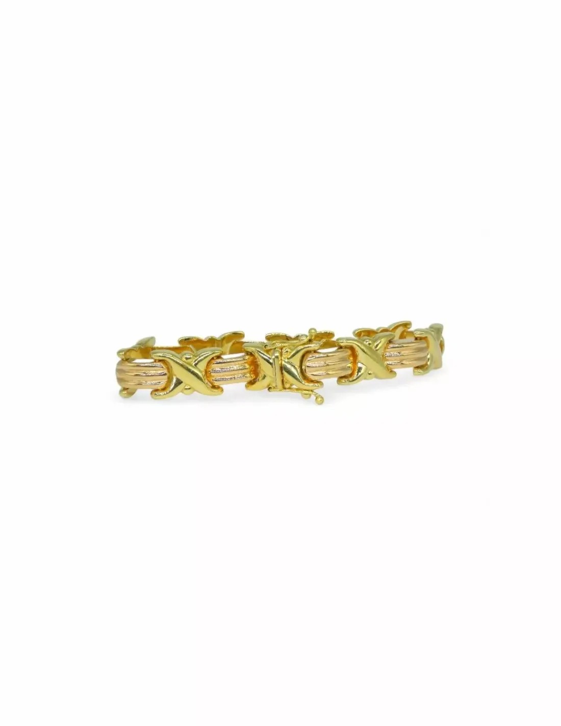 Fashion Pulsera calada bicolor forma x oro 18k - 20cm Pulseras De Plata | Pulseras De Oro