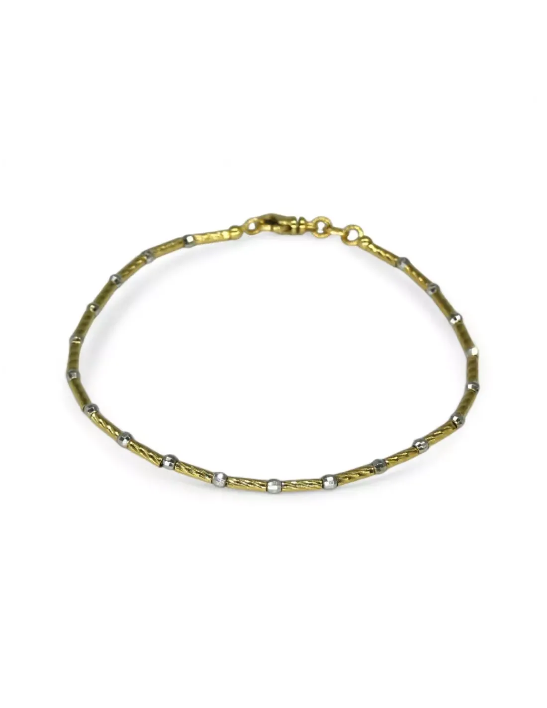 Sale Pulsera cilindros y bolitas oro bicolor 18k - 19cm Pulseras De Plata | Pulseras De Oro