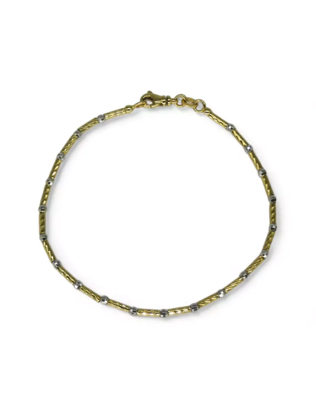 Sale Pulsera cilindros y bolitas oro bicolor 18k - 19cm Pulseras De Plata | Pulseras De Oro