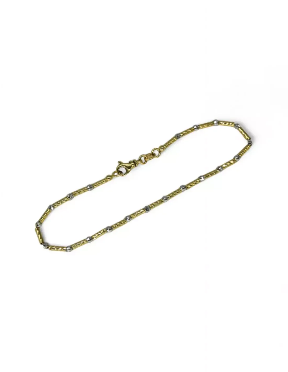 Sale Pulsera cilindros y bolitas oro bicolor 18k - 19cm Pulseras De Plata | Pulseras De Oro
