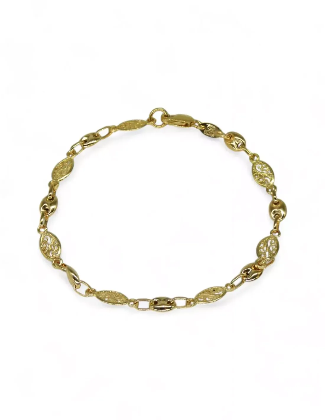 Sale Pulsera combinada eslabón calabrote y calado oro 18k - 20x0.5 cm Pulseras De Plata | Pulseras De Oro