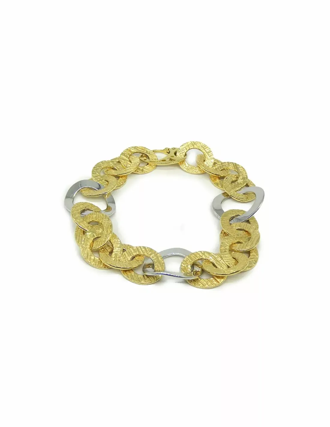 Fashion Pulsera círculos entrelazados oro bicolor 18k - 21cm Pulseras De Oro