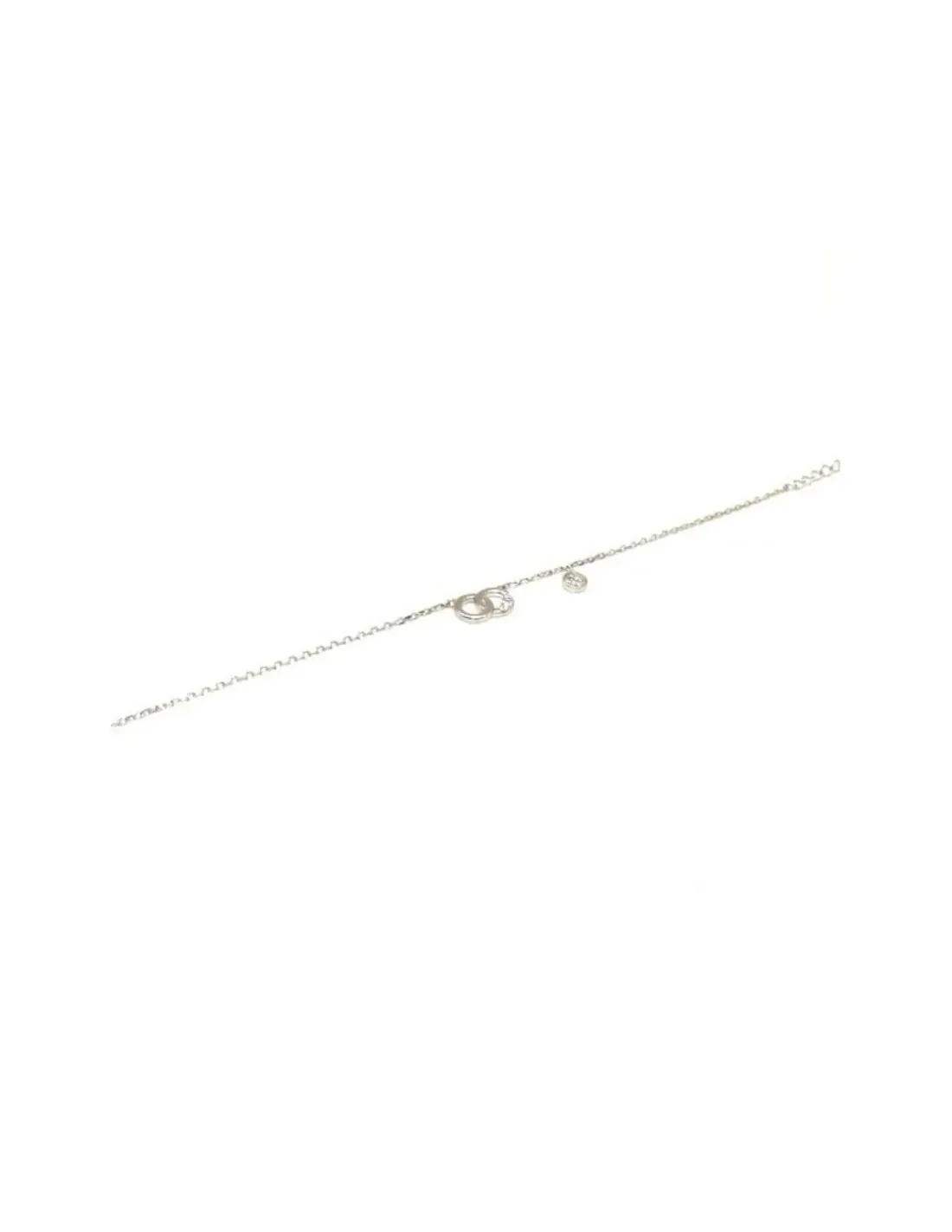 Discount Pulsera  dos aros y chatón circonitas plata de Ley - regulable Pulseras De Oro