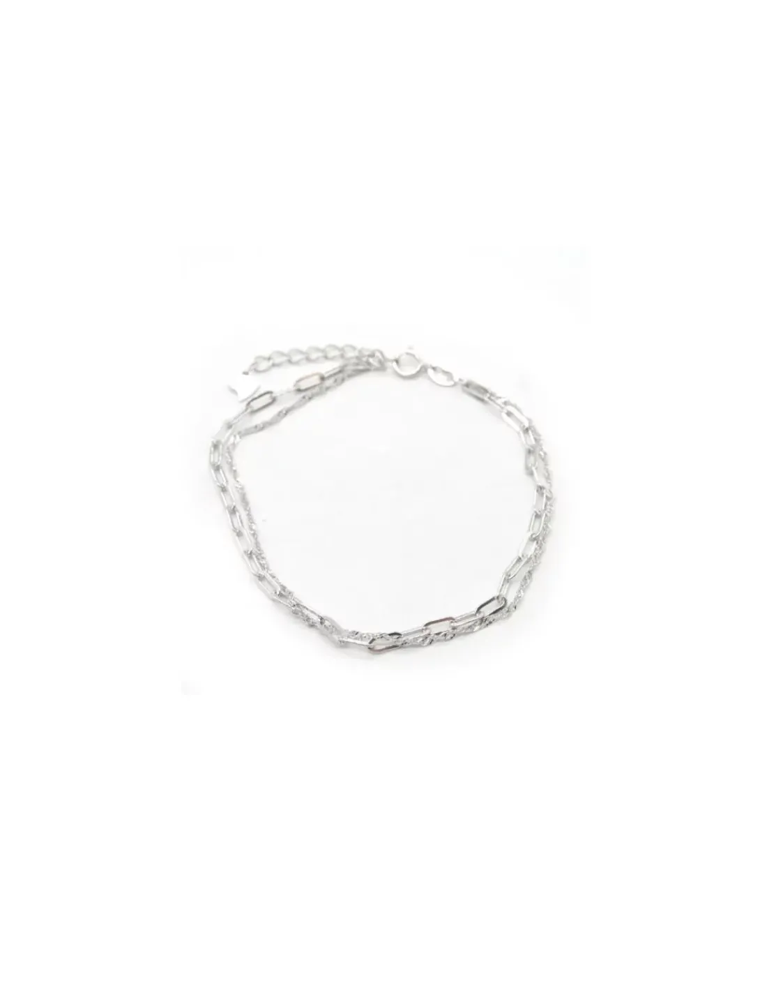 Online Pulsera dos cadenas singapur y forzada alargador plata - 17cm Pulseras De Oro Grabado | Pulseras De Oro