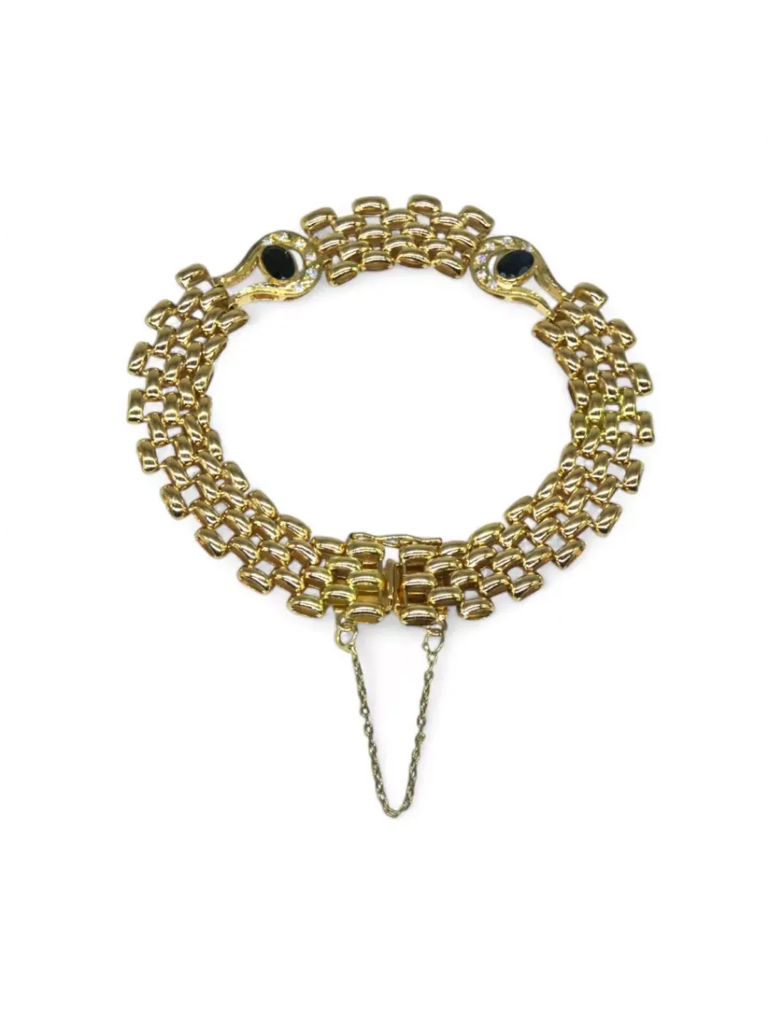 New Pulsera eslabón bismark con circonitas c. seguridad oro 18k - 19.50cm Pulseras De Plata | Pulseras De Oro