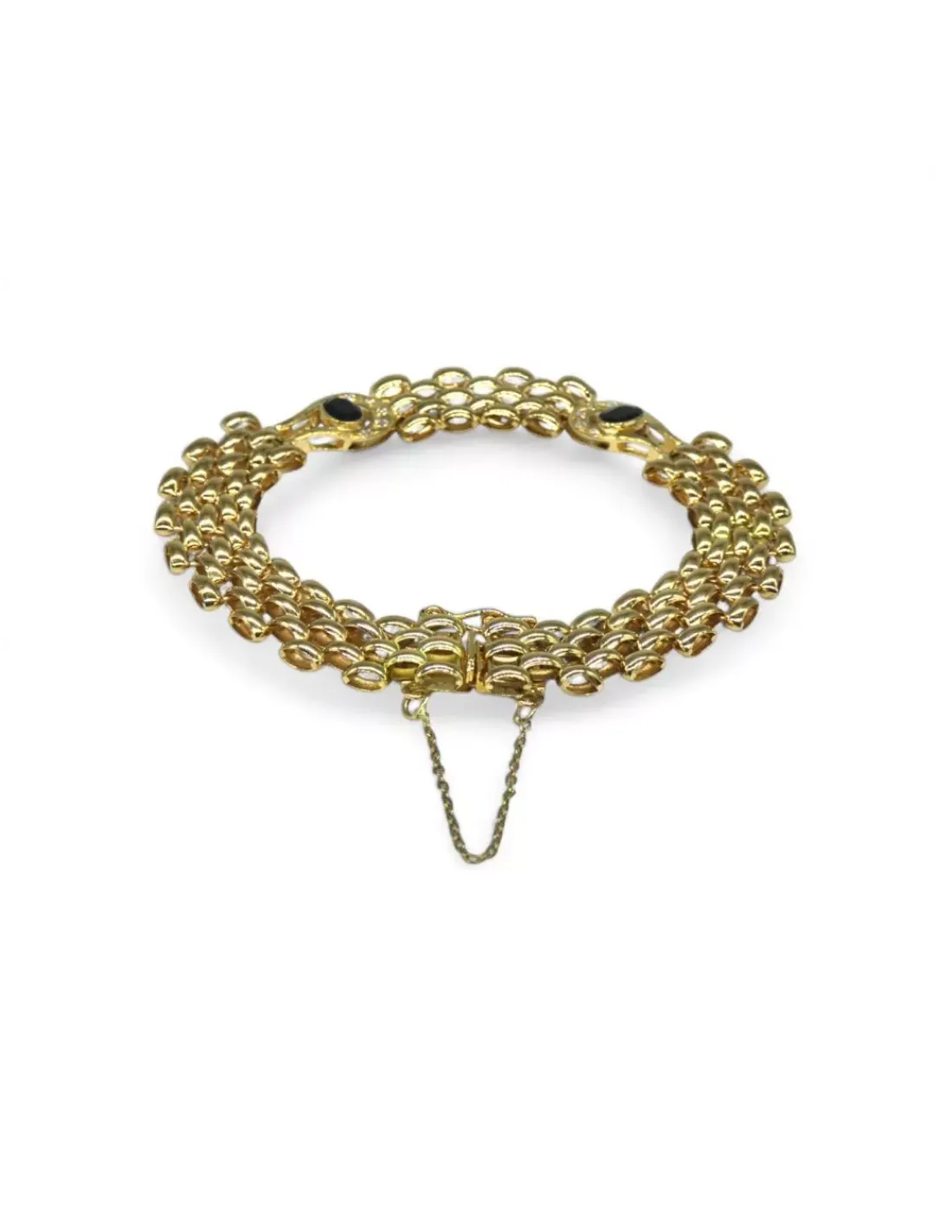 New Pulsera eslabón bismark con circonitas c. seguridad oro 18k - 19.50cm Pulseras De Plata | Pulseras De Oro