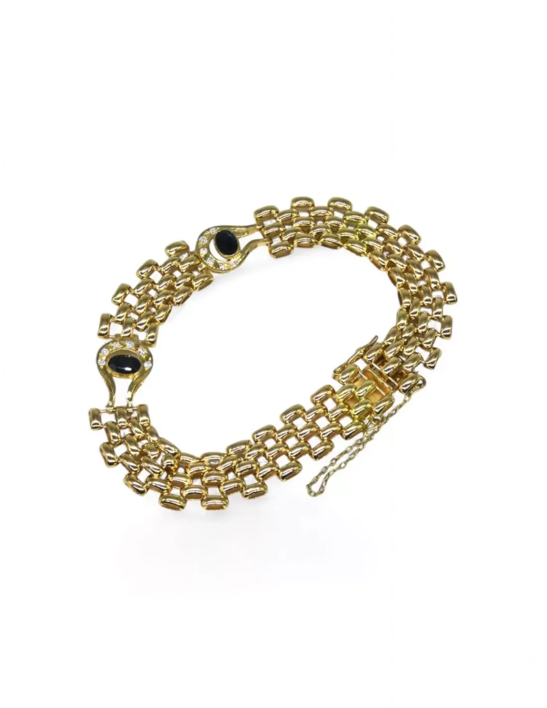 New Pulsera eslabón bismark con circonitas c. seguridad oro 18k - 19.50cm Pulseras De Plata | Pulseras De Oro