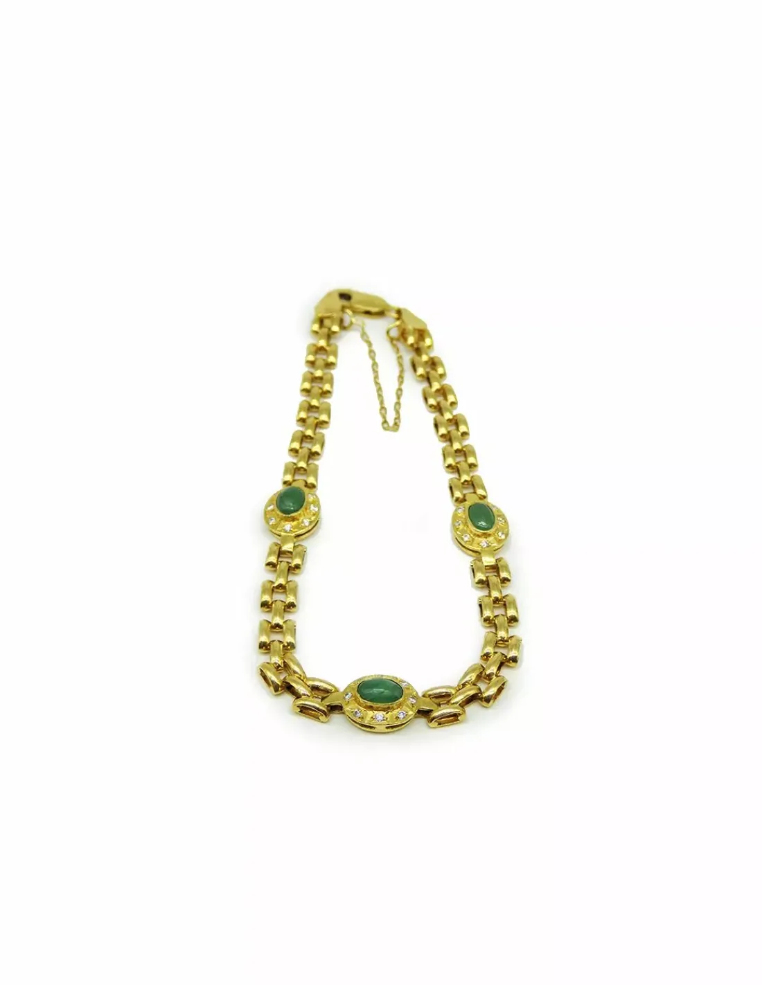Flash Sale Pulsera eslabón Bismark piedras verdes y circonitas oro 18k - 20cm Pulseras De Plata | Pulseras De Oro