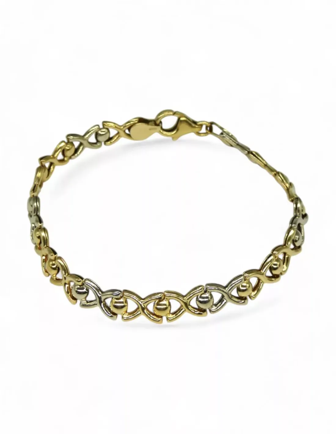 New Pulsera eslabón en ocho con media bola oro 18k - 20cm Pulseras De Plata | Pulseras De Oro