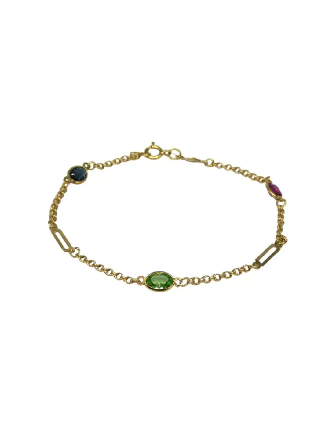 Sale Pulsera eslabón love con circonitas de colores oro 18k - 15,5 cm Pulseras De Plata | Pulseras De Oro