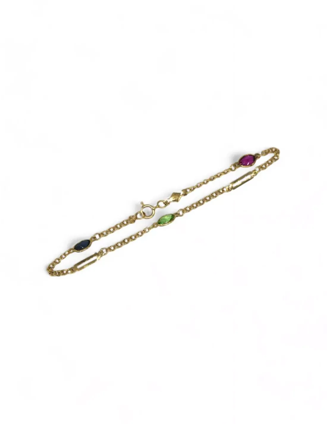Sale Pulsera eslabón love con circonitas de colores oro 18k - 15,5 cm Pulseras De Plata | Pulseras De Oro
